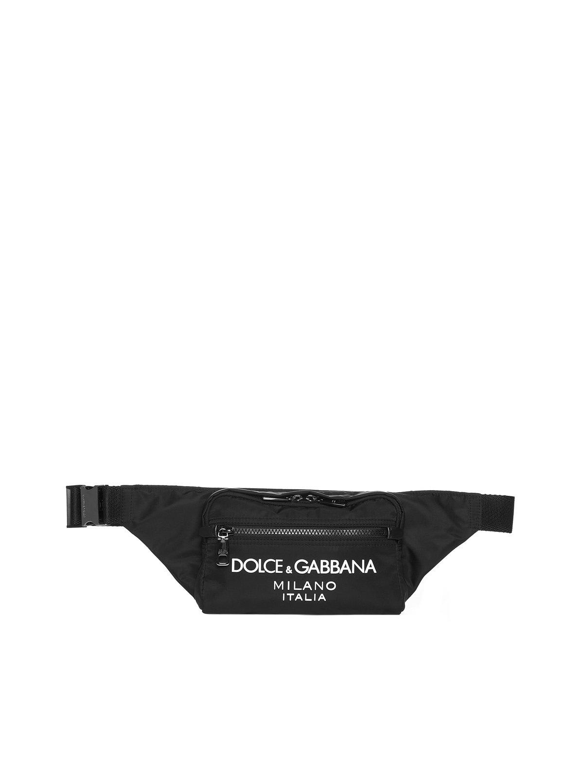 Dolce & Gabbana Logo Embossed Zipped Belt Bag In Nero