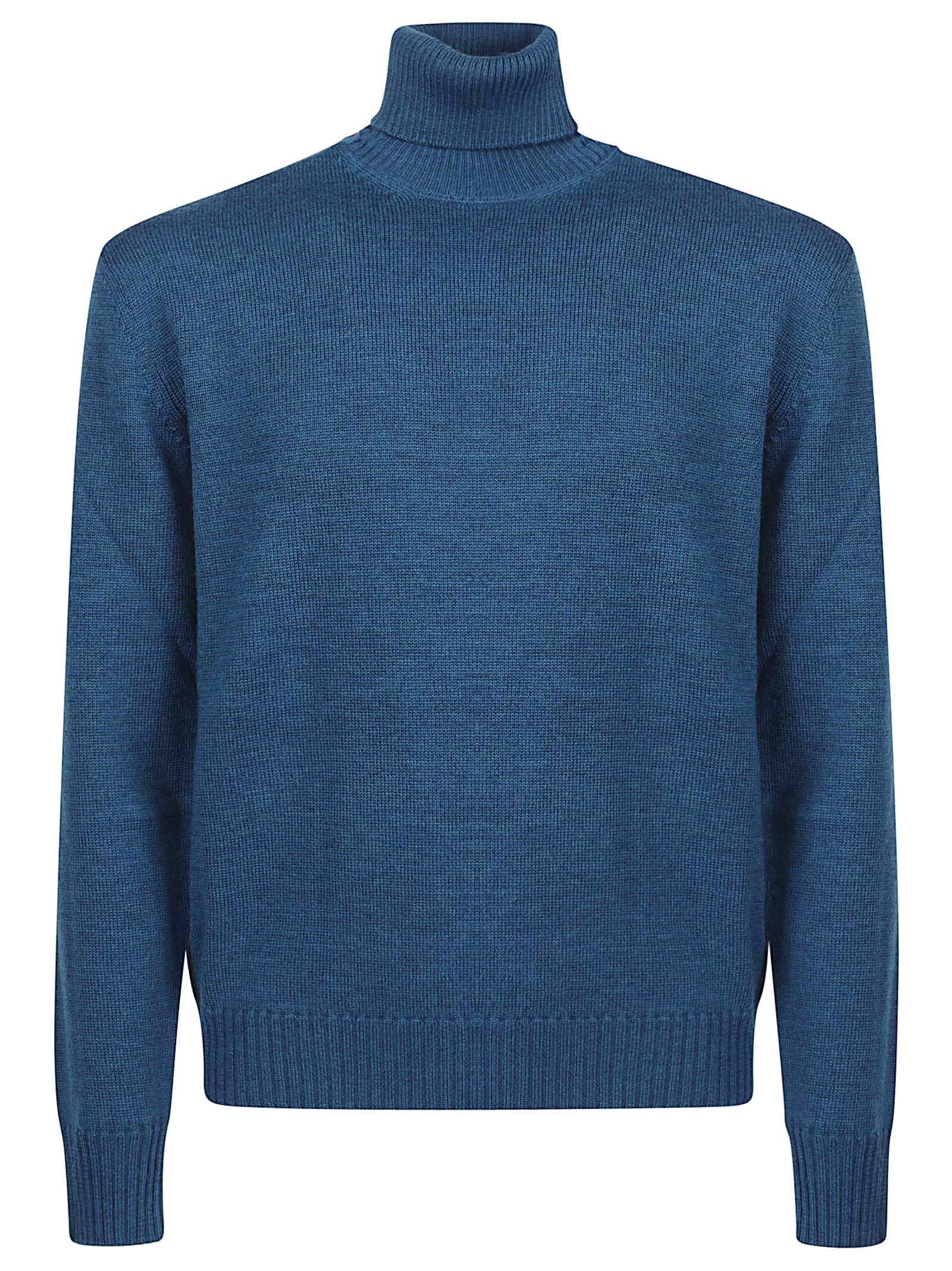 Ballantyne Plain Turtle Neck Sweater In Blue
