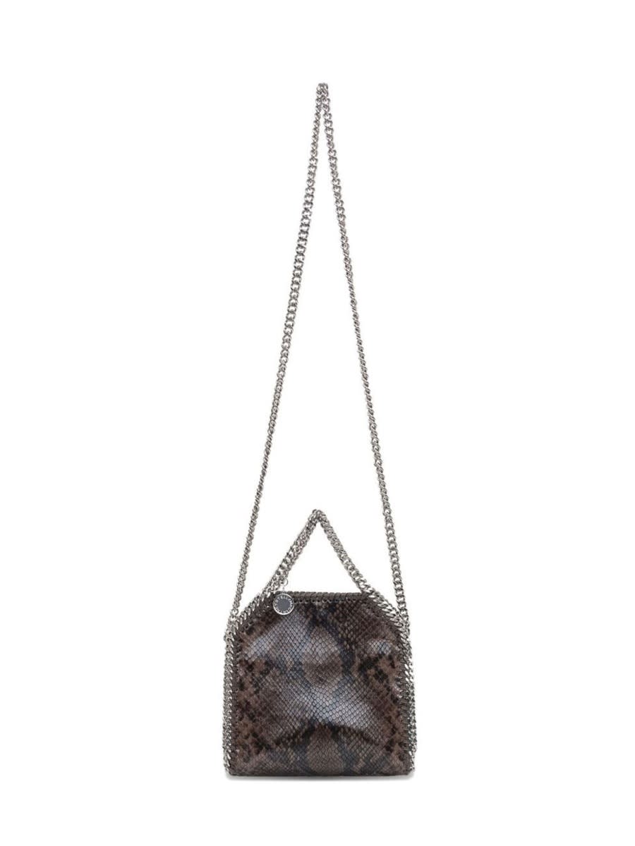 Stella Mccartney Falabella Tiny Shoulder Bag In Python Print Polyester In Brown