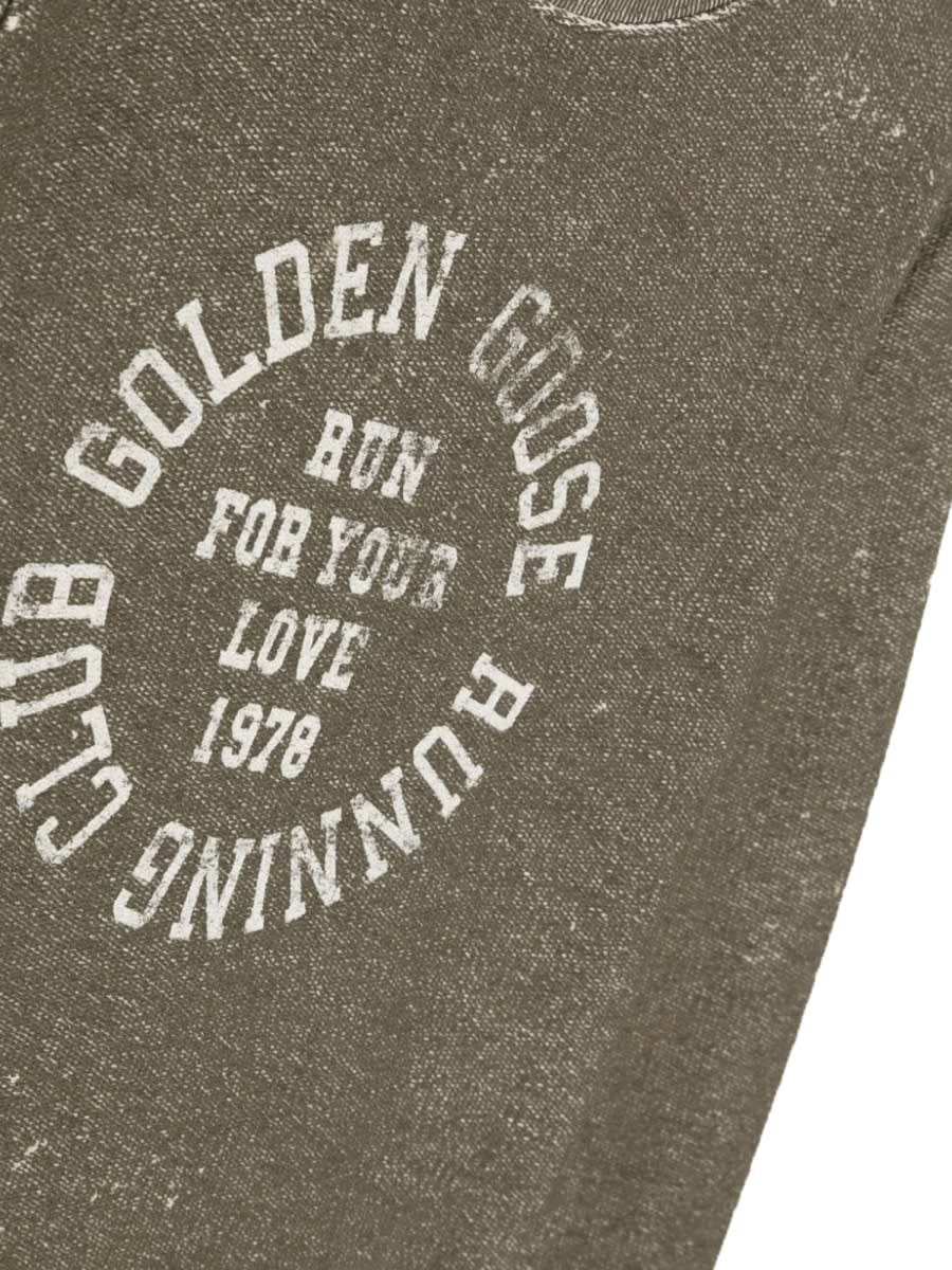 Shop Golden Goose Crewneck Sweatshirt With Print In Green