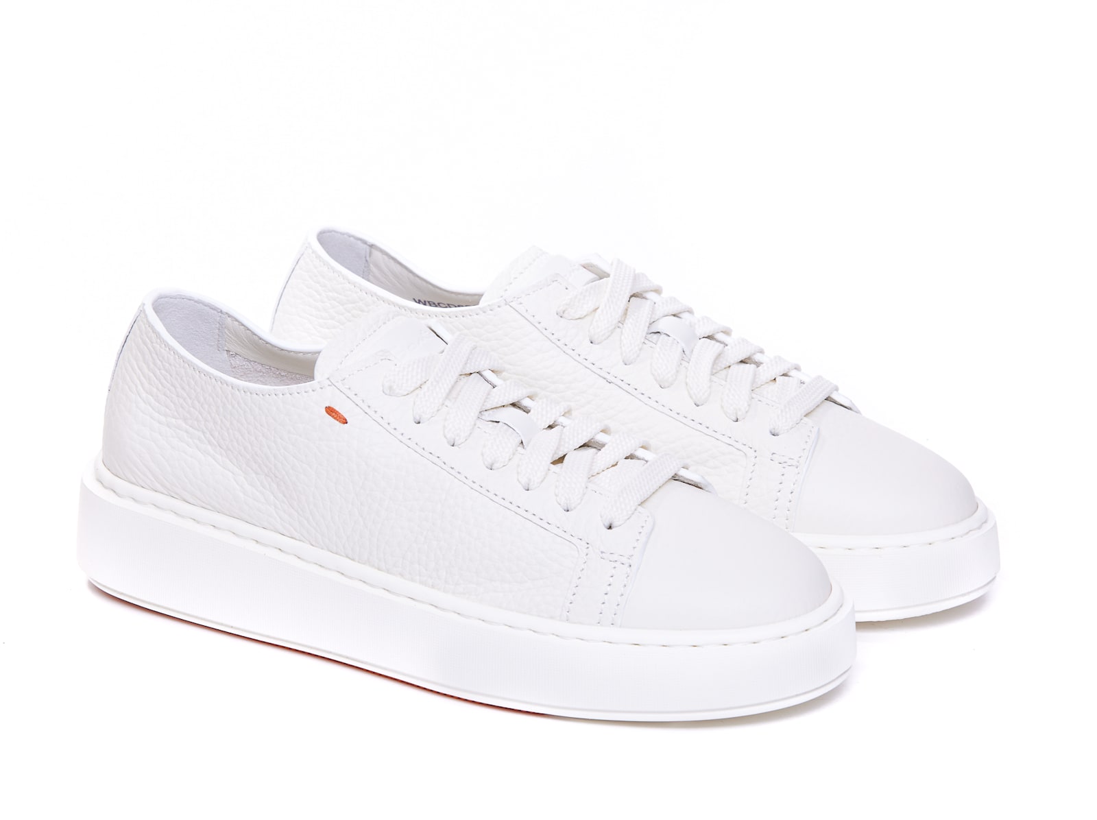 Shop Santoni Bottled Leather Sneakers In White