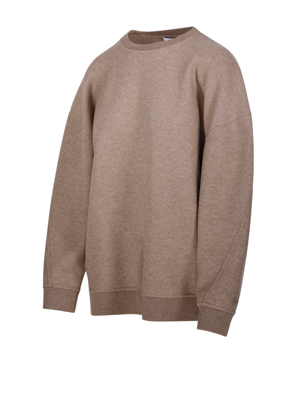 Max Mara Crewneck Long-sleeved Jumper In Beige