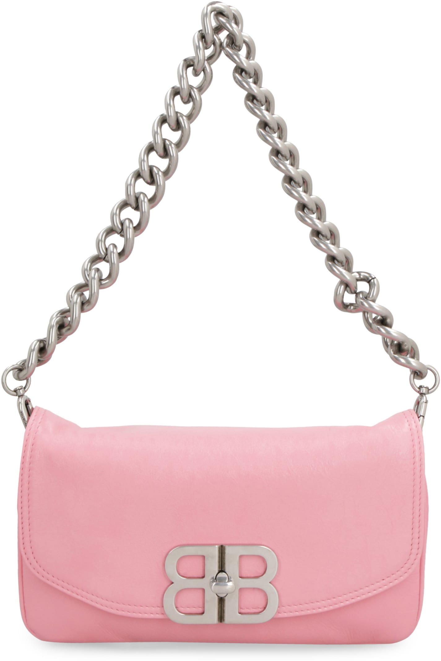 Shop Balenciaga Flap Bb Soft Leather Crossbody Bag In Pink