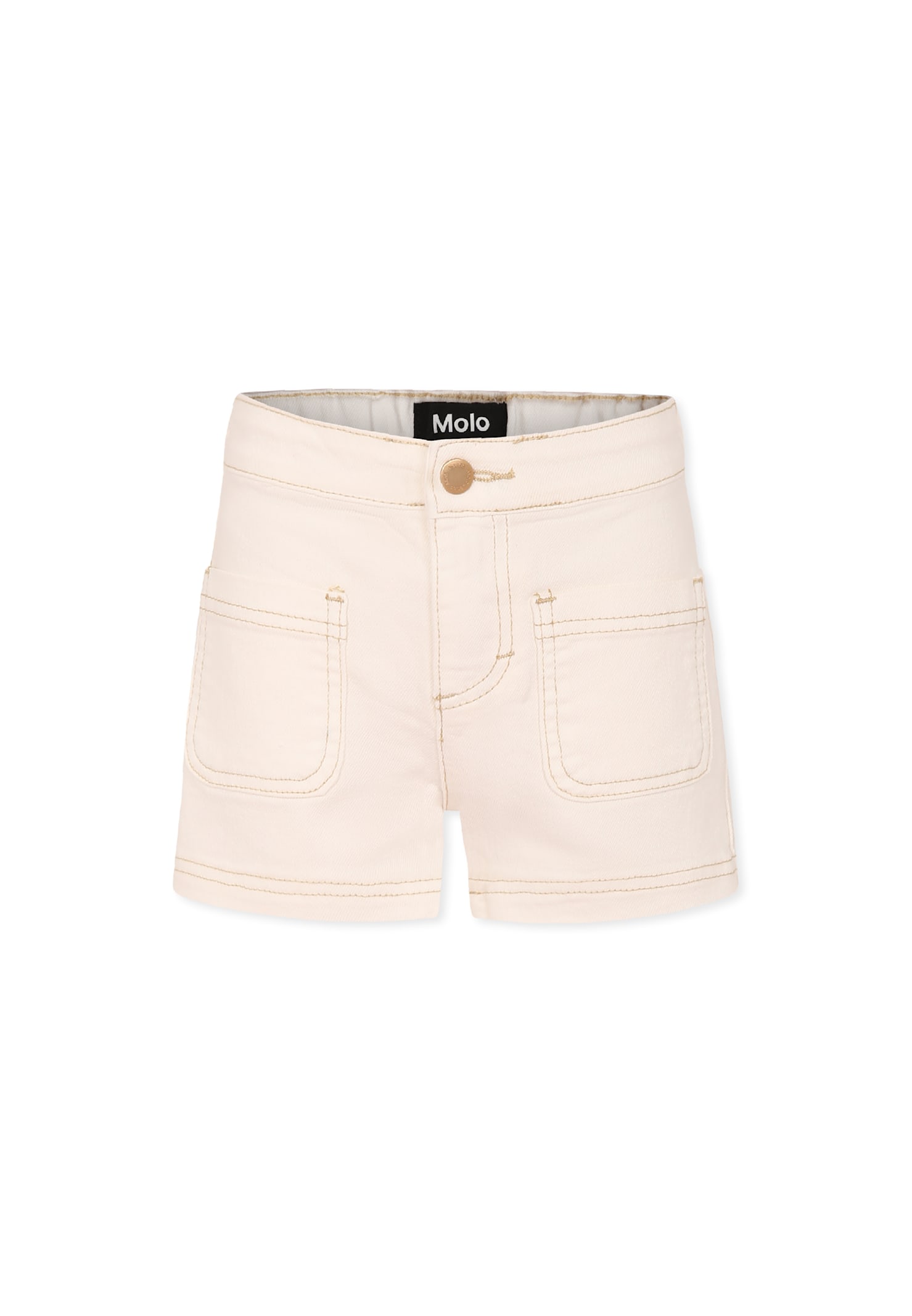 Molo Ivory Shorts For Girl With Logo Patch In White