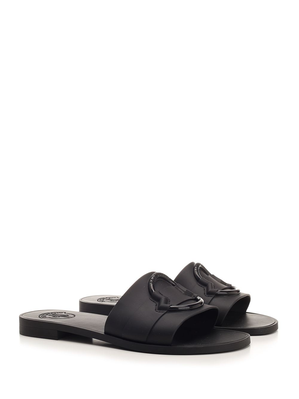 Shop Moncler Black Mon Flat Sandal