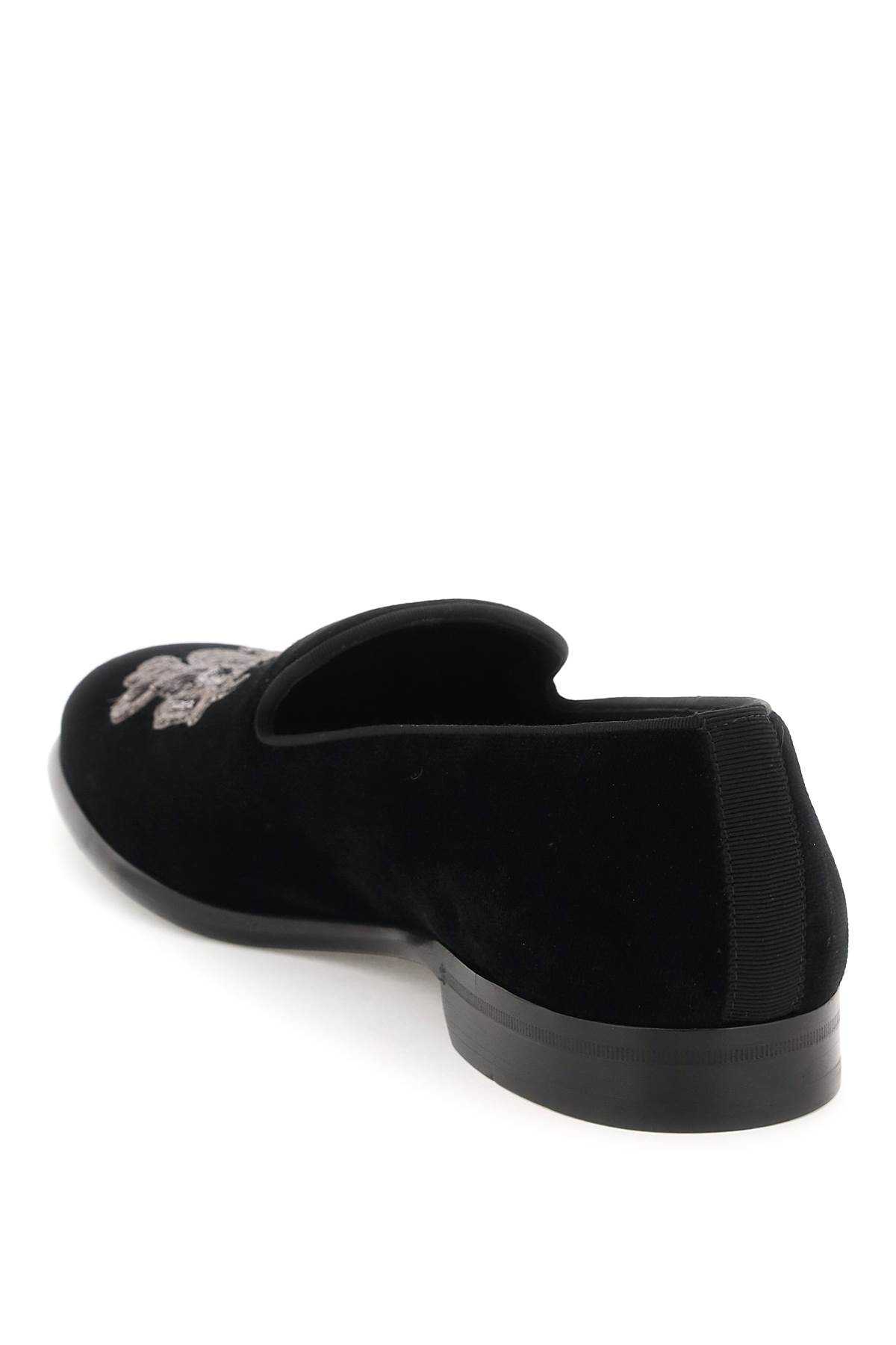 Shop Dolce & Gabbana Velvet Loafers In Nero Gun Metal (black)
