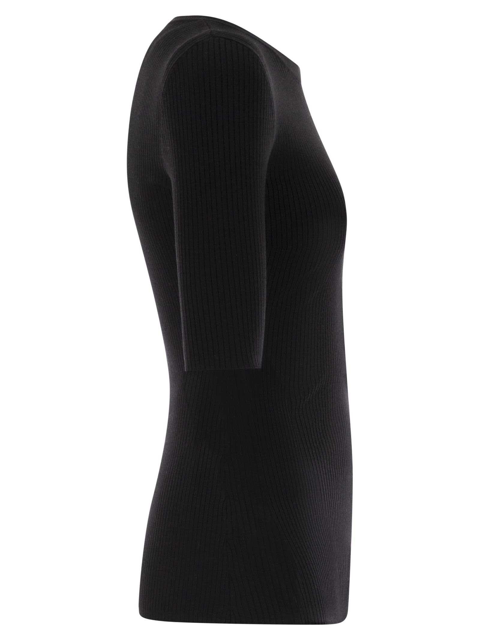 Elisabetta Franchi Ribbed Chain-embellished Top In Black