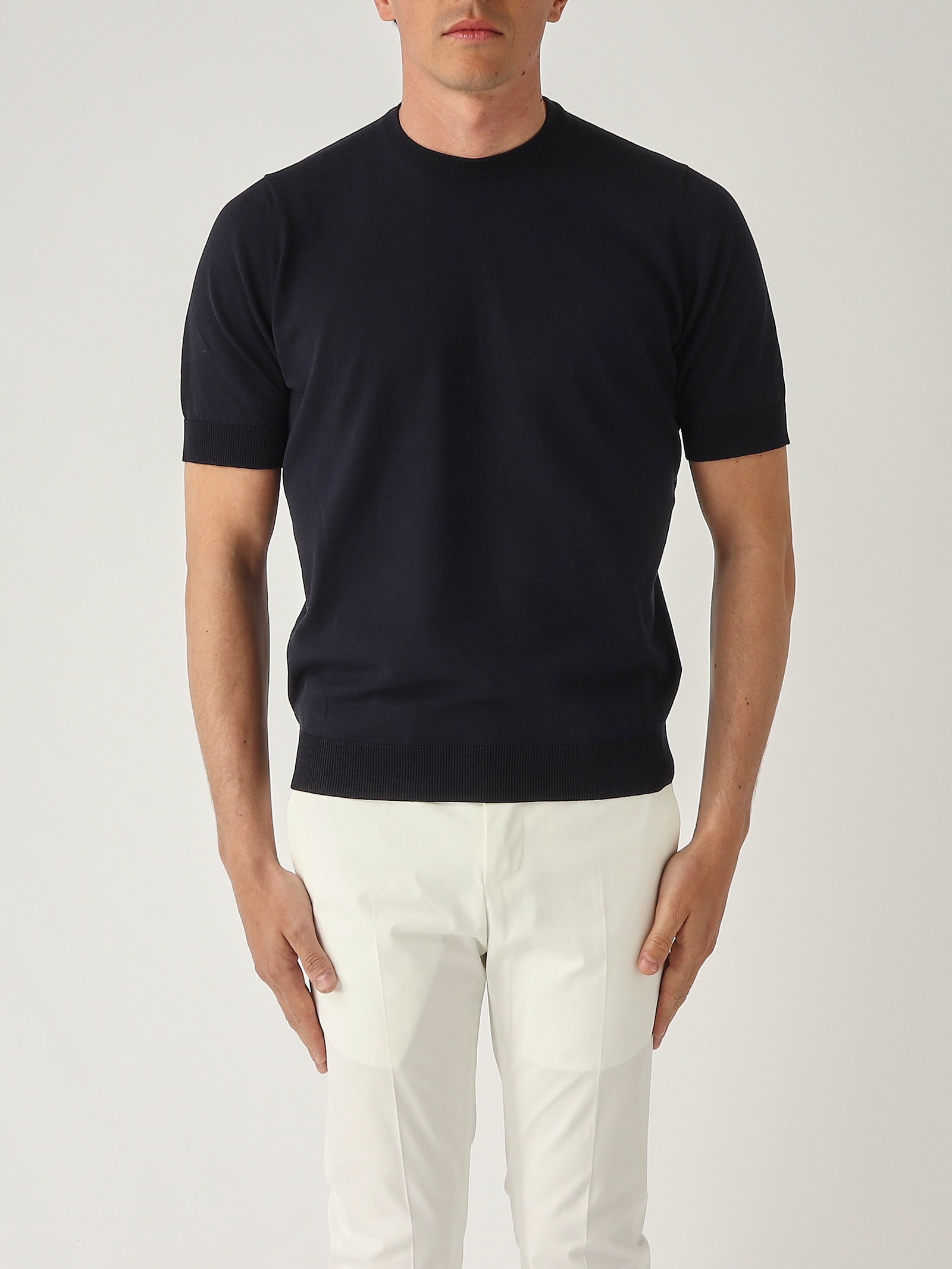 Maglia Girocollo M/c In Crepe Cotton Con Balza T-shirt