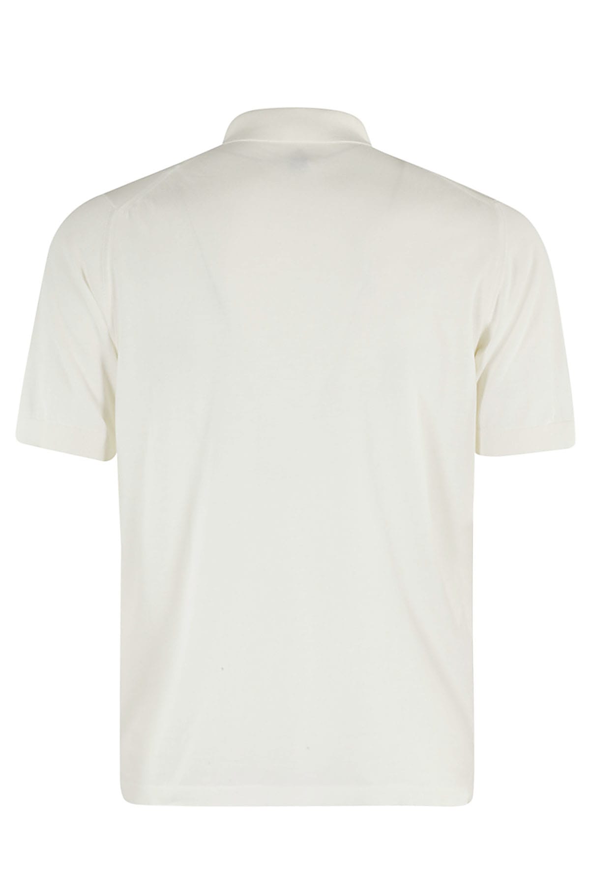 Eleventy Classic White Polo Shirt With Textured Fabric In Bianco