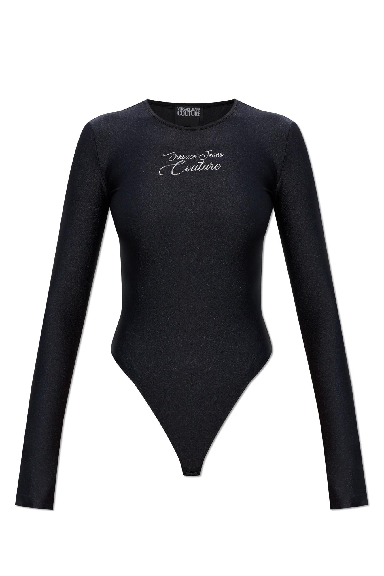 Versace Jeans Couture Bodysuit With Shimmering Sequins In Black