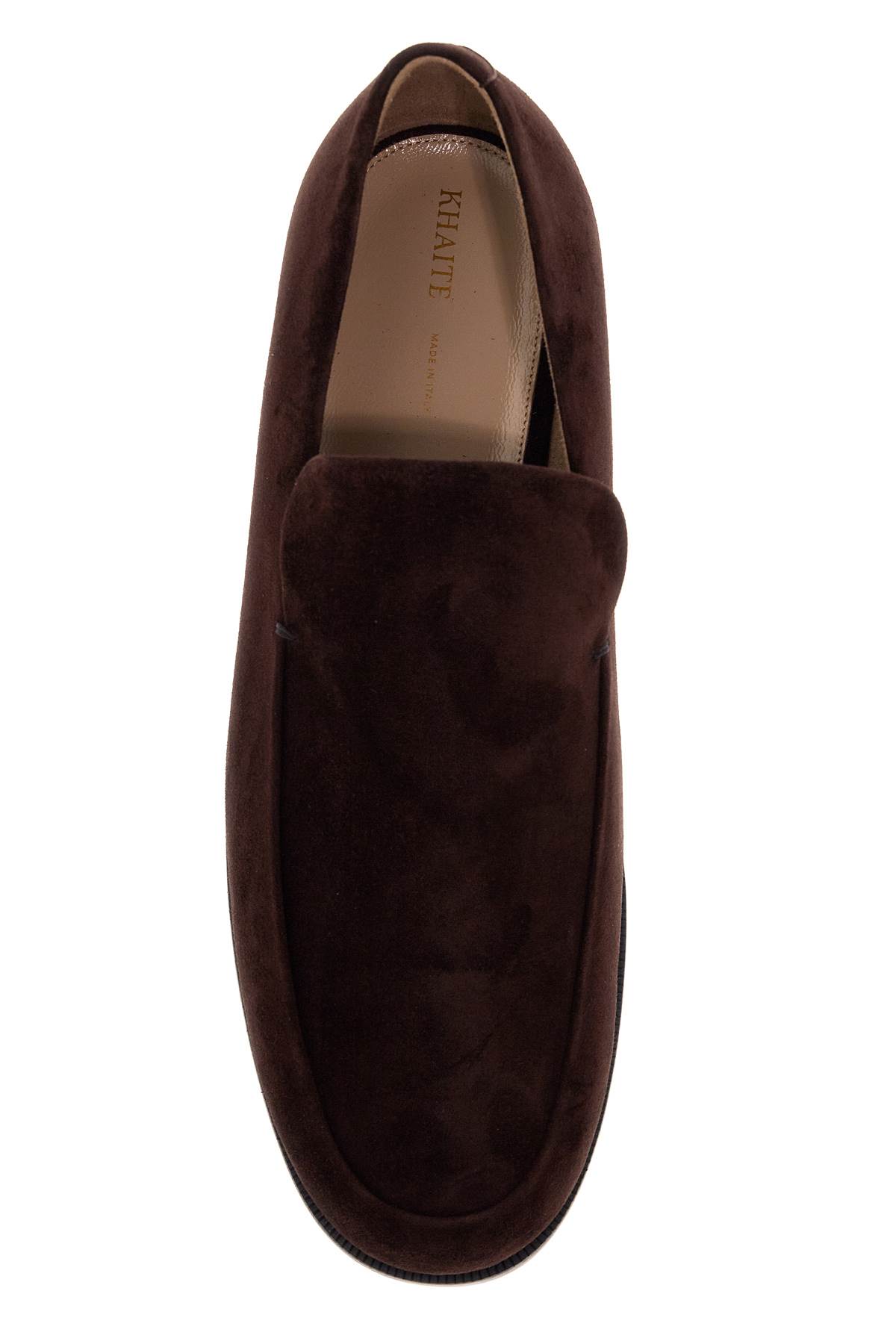 Shop Khaite Alessio Suede Leather Mocc In Coffee (brown)