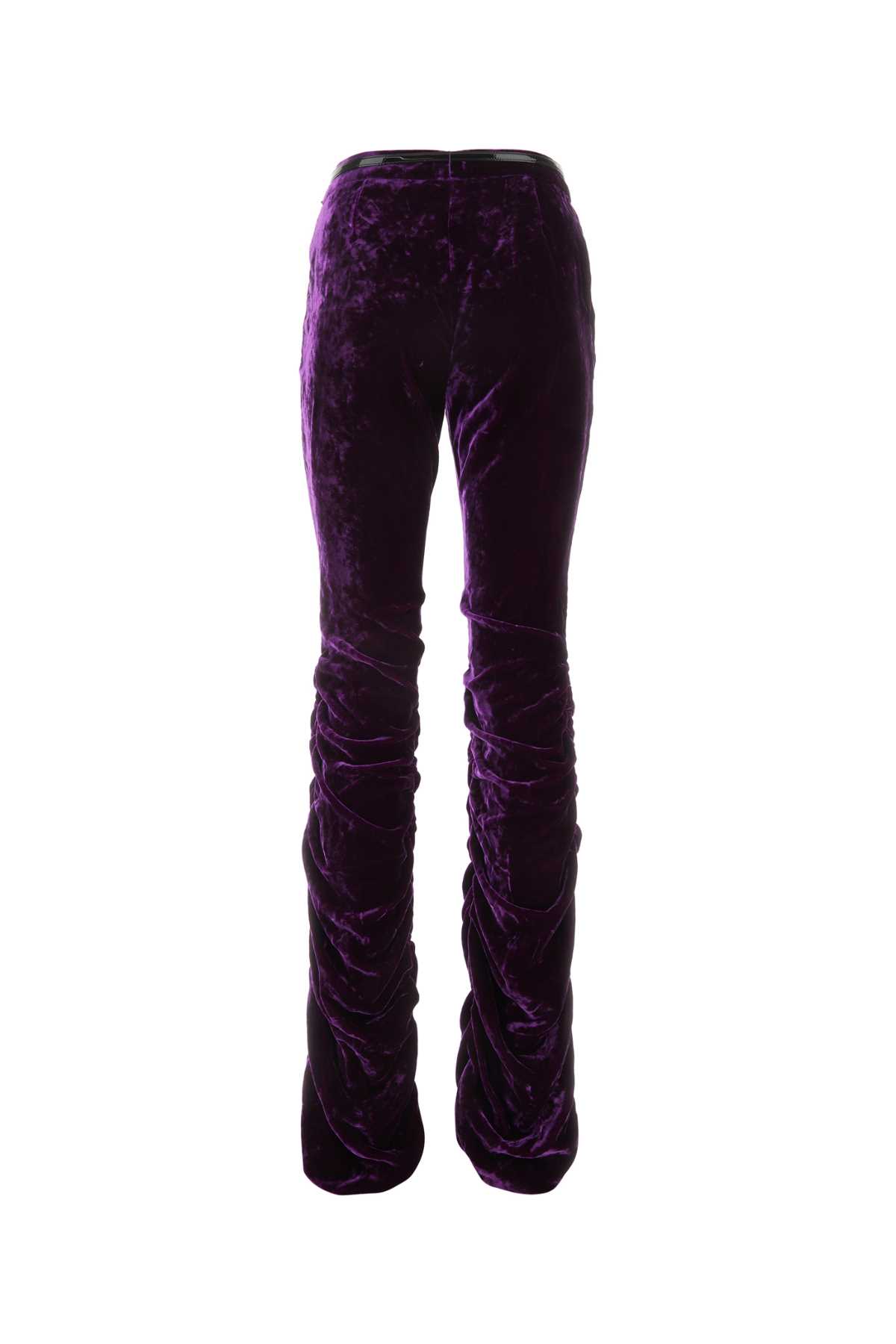 Shop Gucci Purple Velvet Pant In 5976