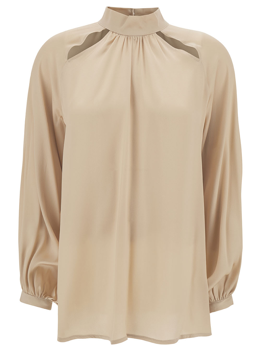 Shop Semicouture Jazmin Champagne Blouse With Cut-out In Acetate And Silk Woman In Beige