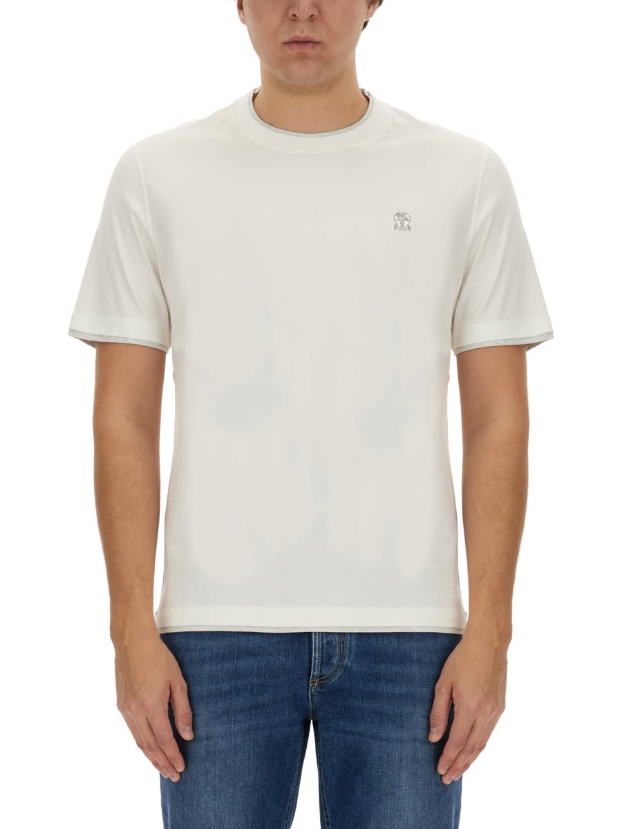 Shop Brunello Cucinelli T-shirt With Logo In White