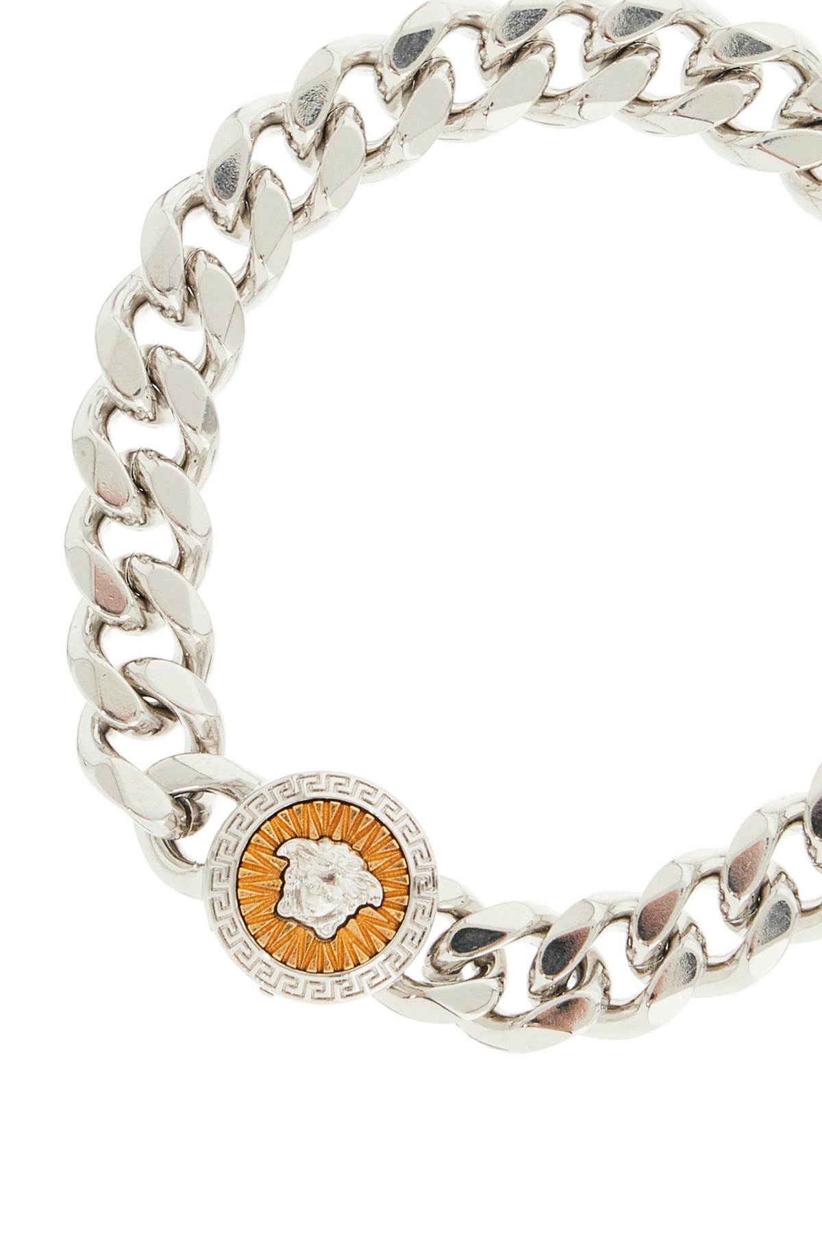 Shop Versace Chain Bracelet With Medusa Charm In  Gold-palladium (silver)