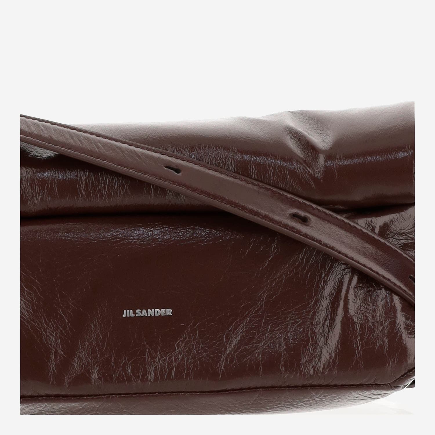 Shop Jil Sander Small Rollup Crossbody Bag In Brown