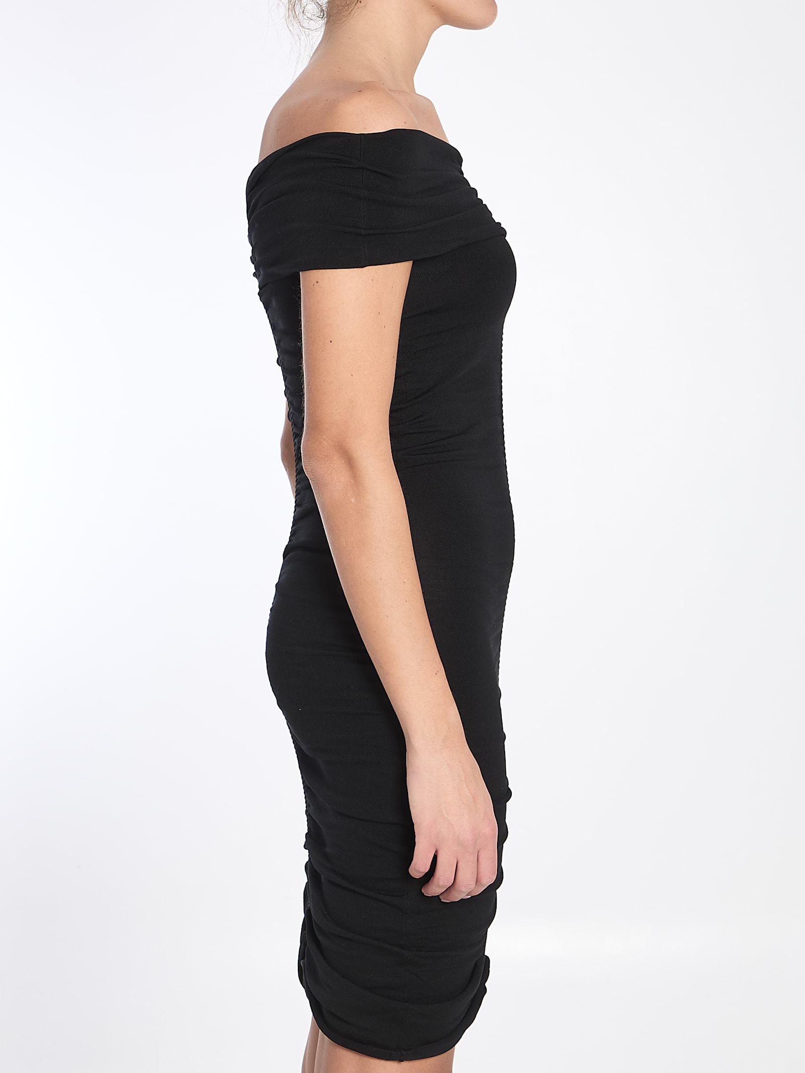 Alexander Wang Off-shoulder Ruched Dress In Black