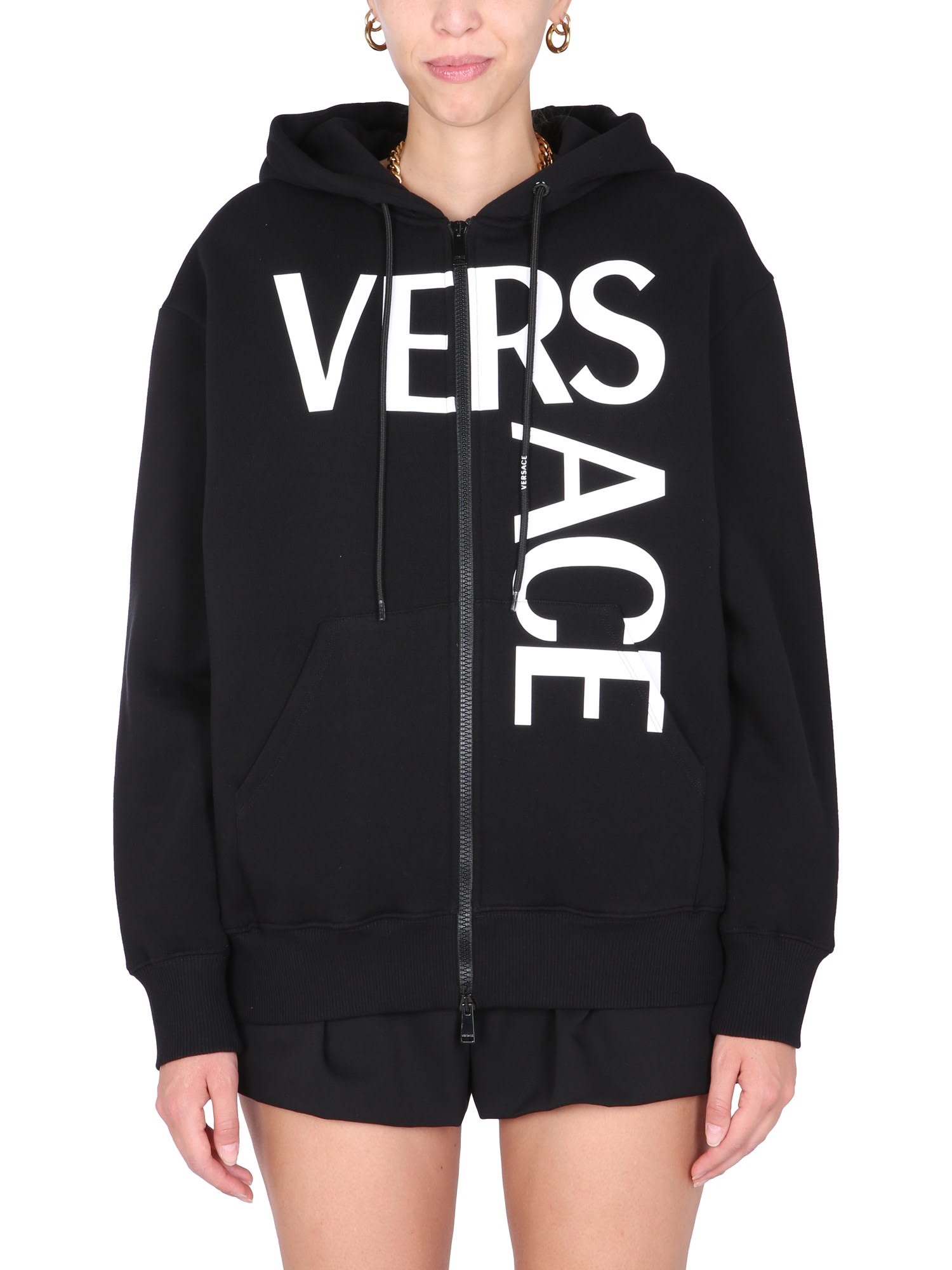 Versace Hooded Sweatshirt With Logo Print