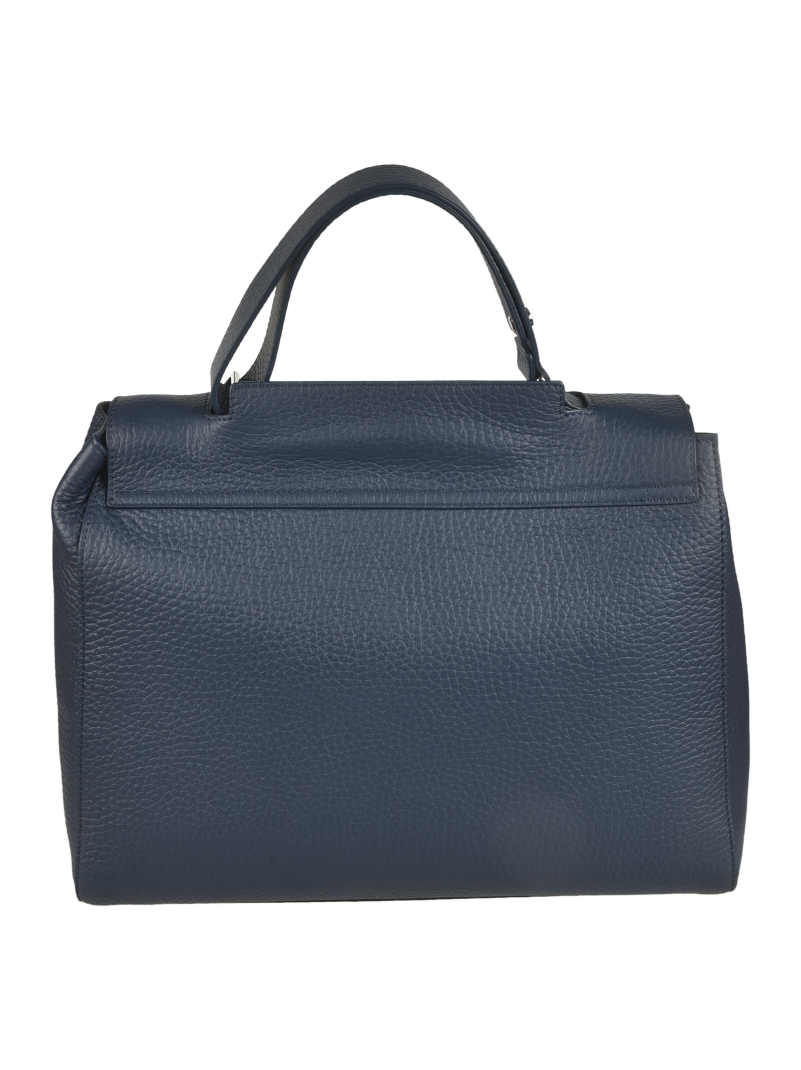 Shop Orciani Logo Flap Tote In Navy