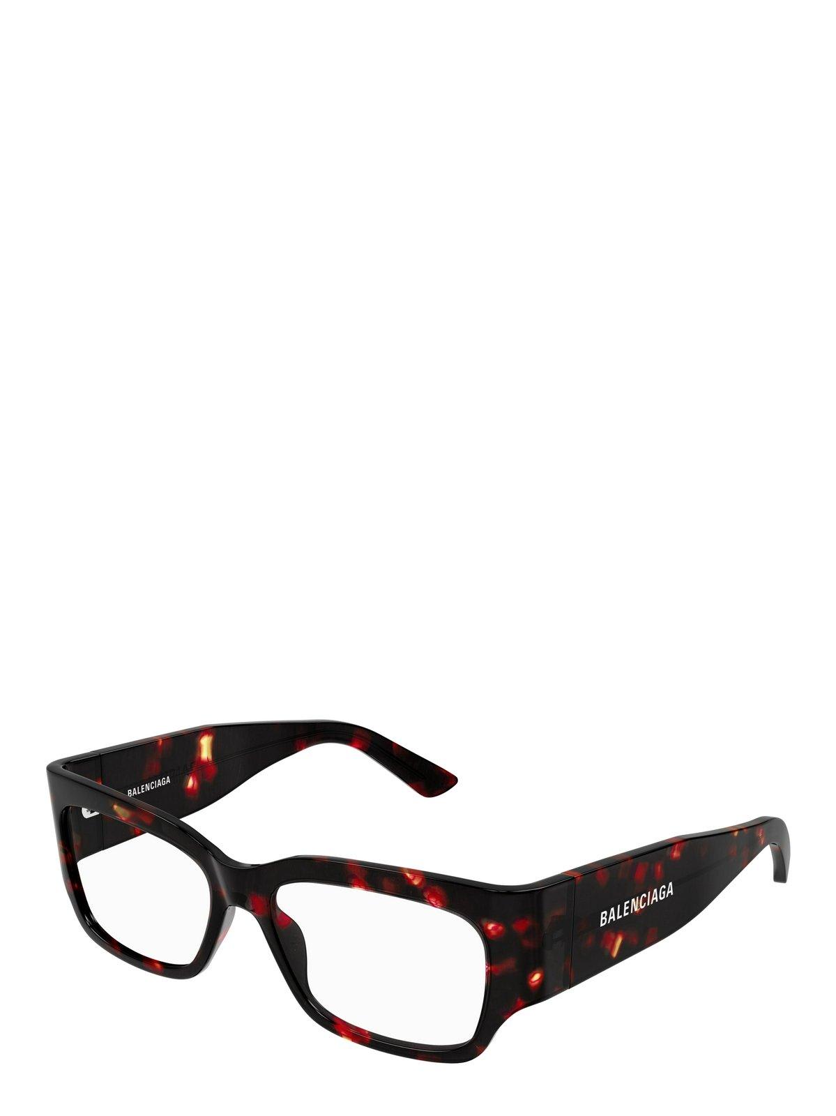 Shop Balenciaga Rectangular Frame Glasses In 003 Havana Havana Transpa