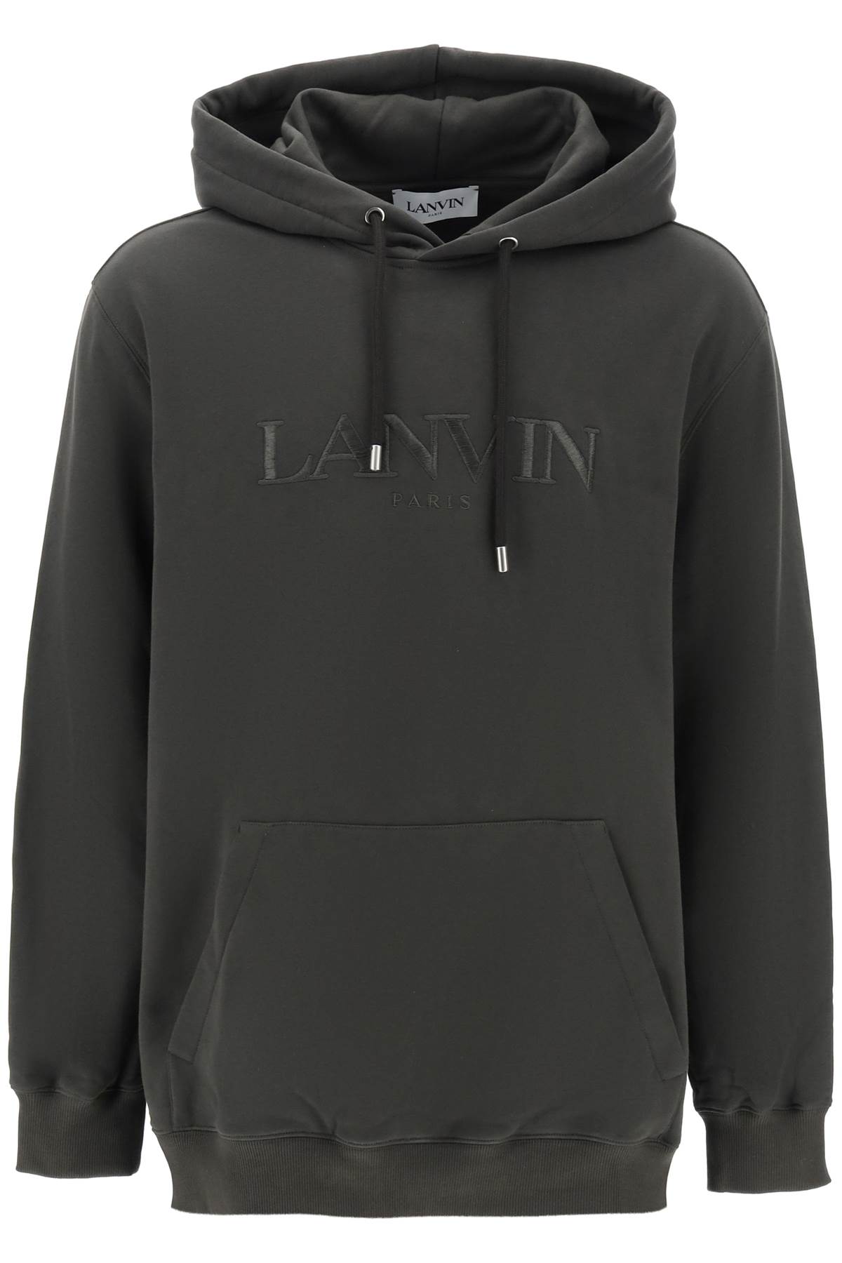 Shop Lanvin Hoodie With Curb Embroidery In Loden (green)