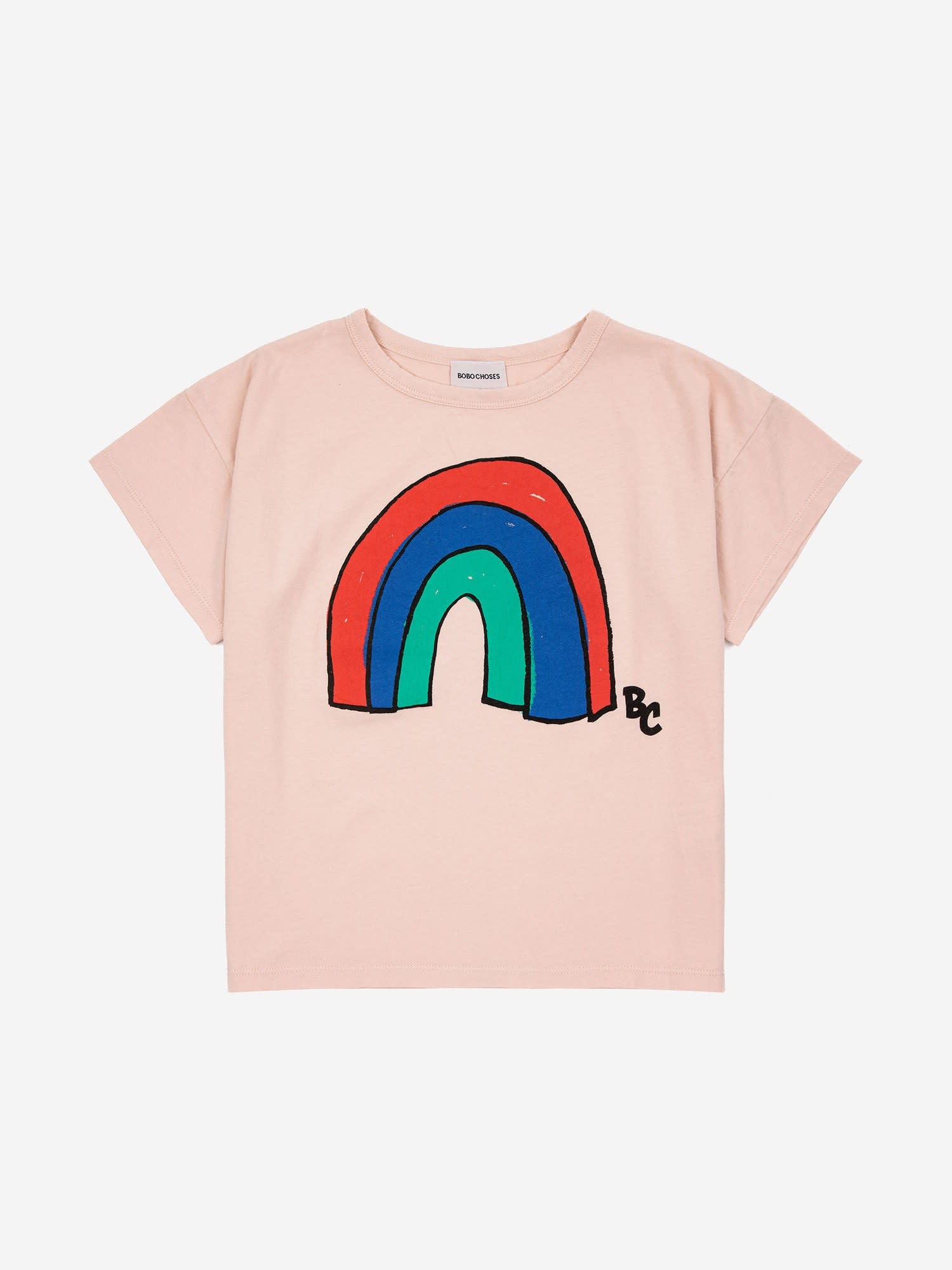 Bobo Choses Pink T-shirt For Kids With Rainbow Print