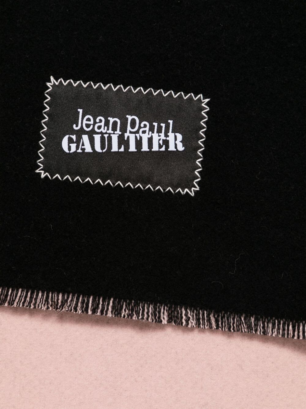 Shop Jean Paul Gaultier Wool Scarf With Gaultier Signature In Black Pale Pink