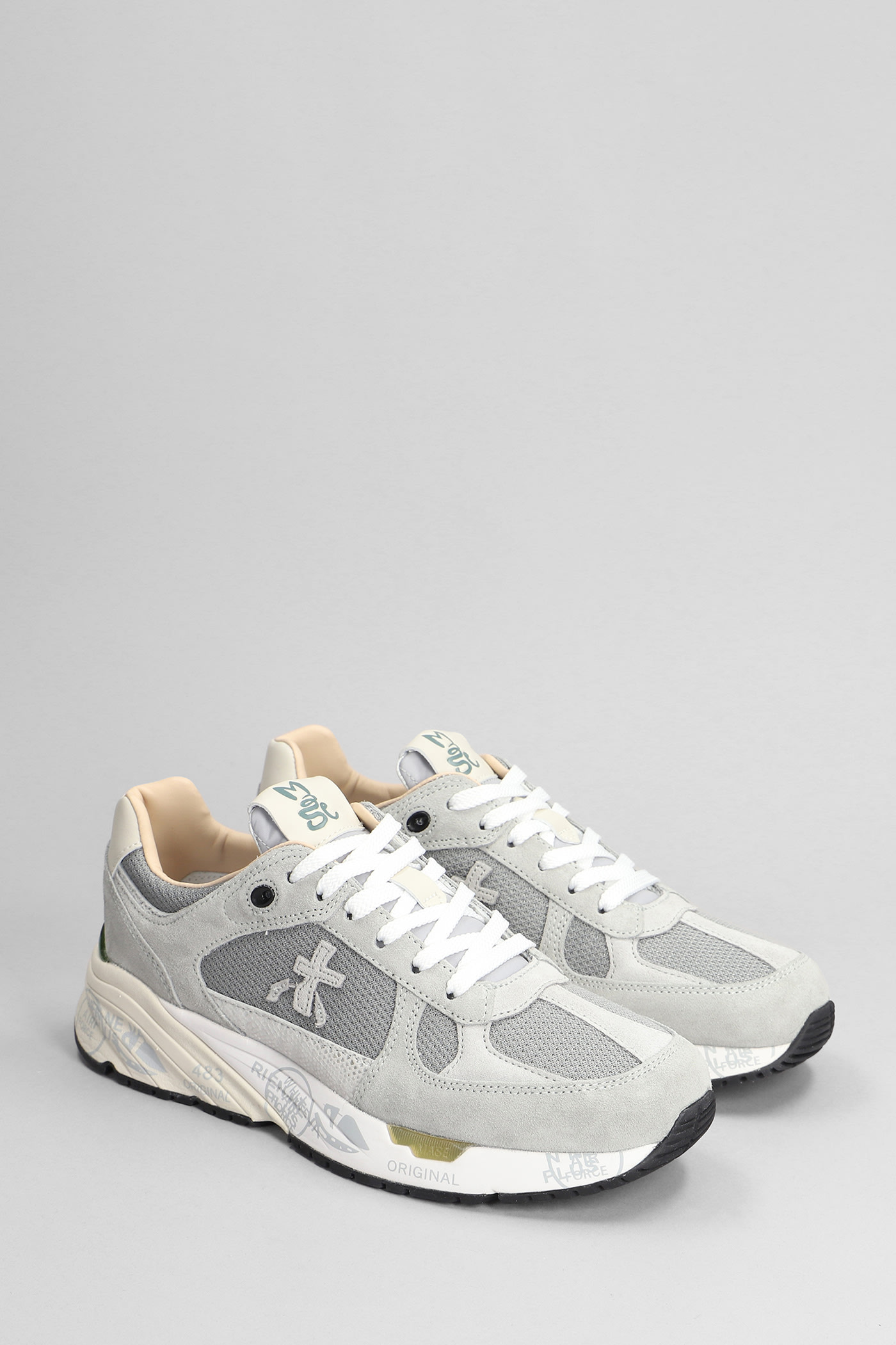 Shop Premiata Mase Sneakers In Grey Suede And Fabric