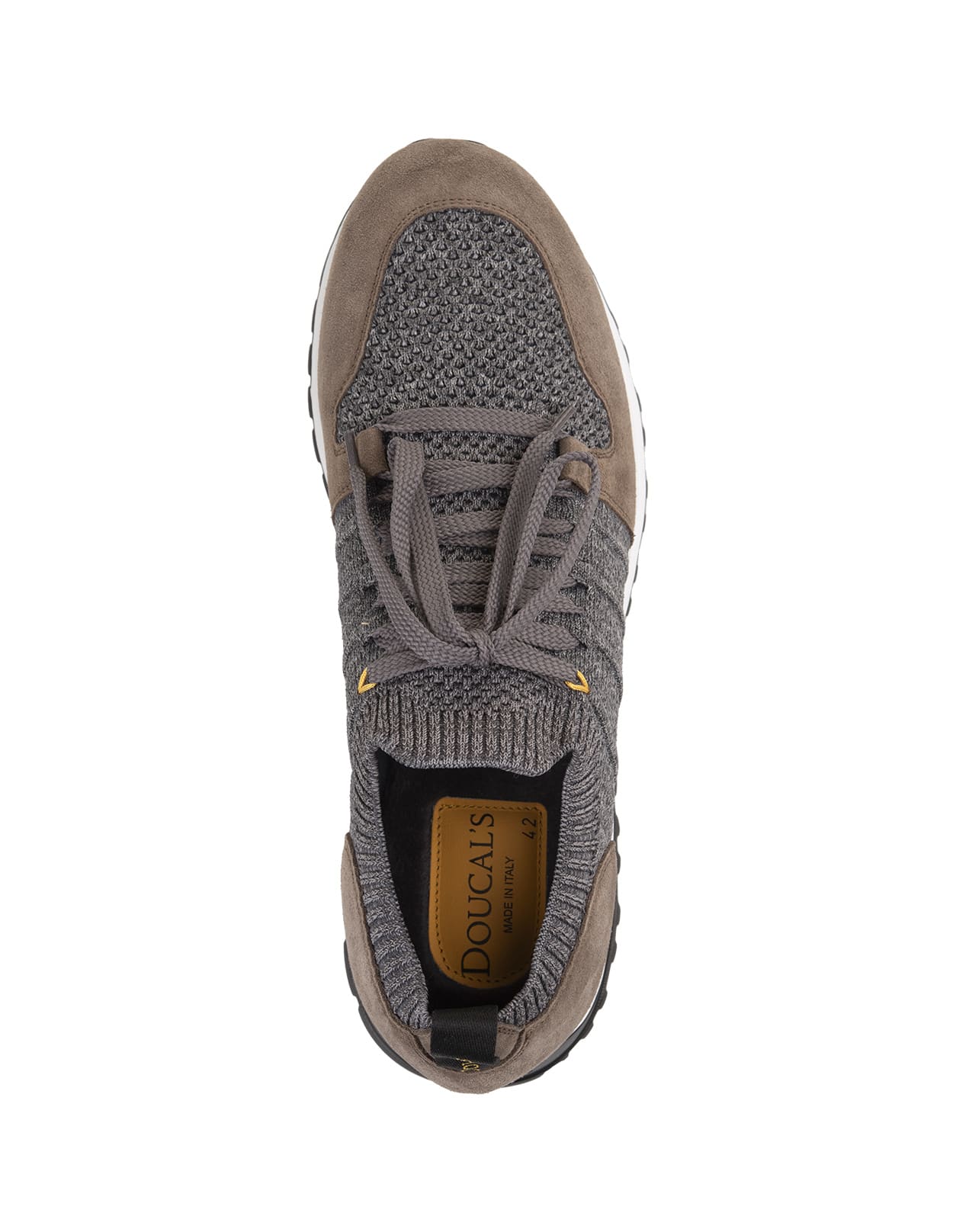 Shop Doucal's Grey And Brown Leather And Fabric Sneakers