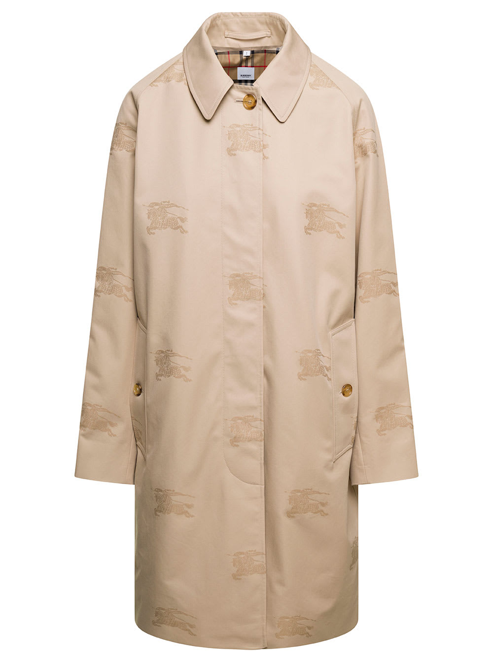 Burberry Beige Trench Coat equestrian Knight In Cotton Woman