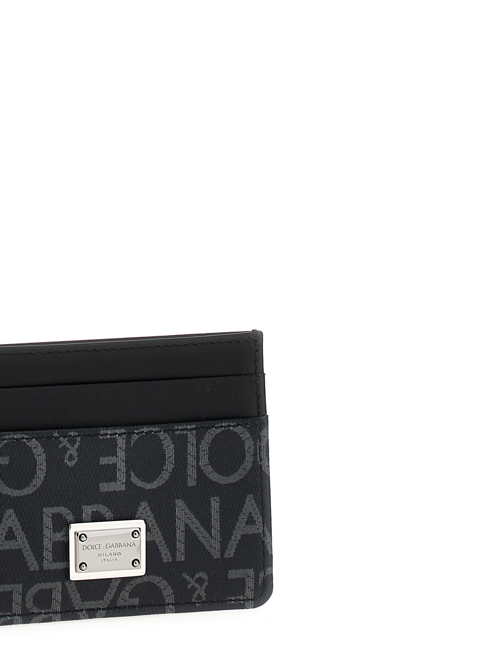 Shop Dolce & Gabbana Jacquard Logo Cardholder In Black