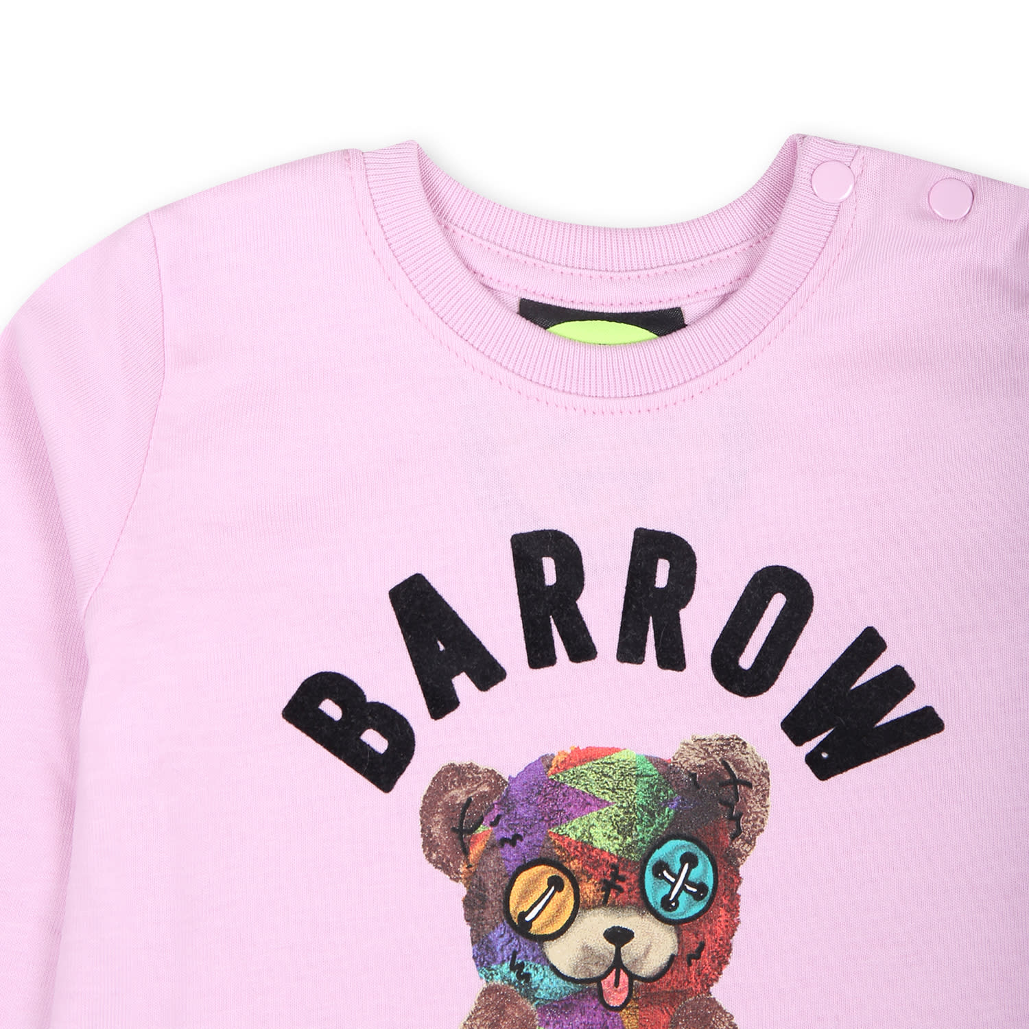 Barrow Pink T-shirt For Babykids With Bear Print In Pink