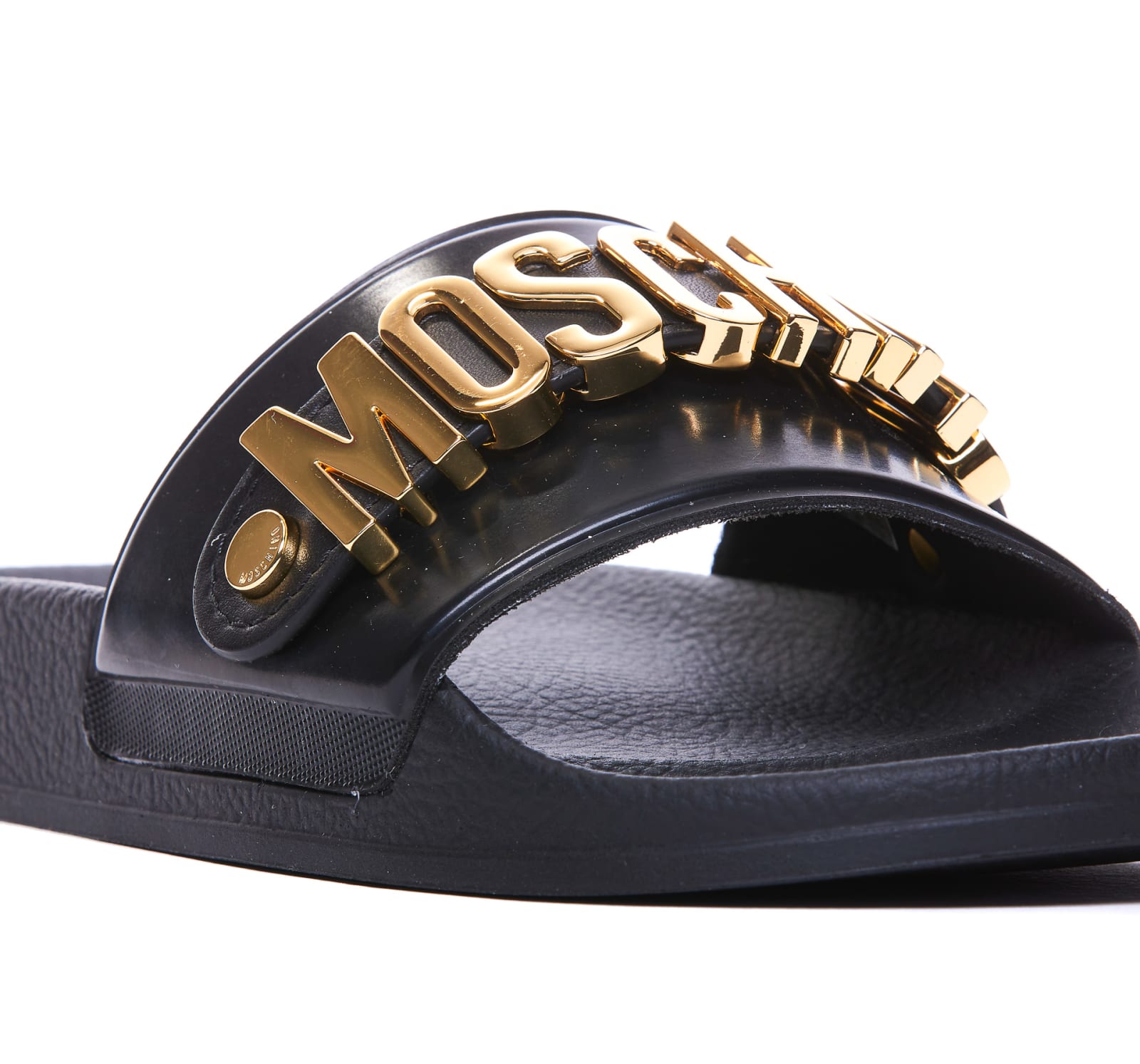 Shop Moschino Logo Lettering Sandals In Black