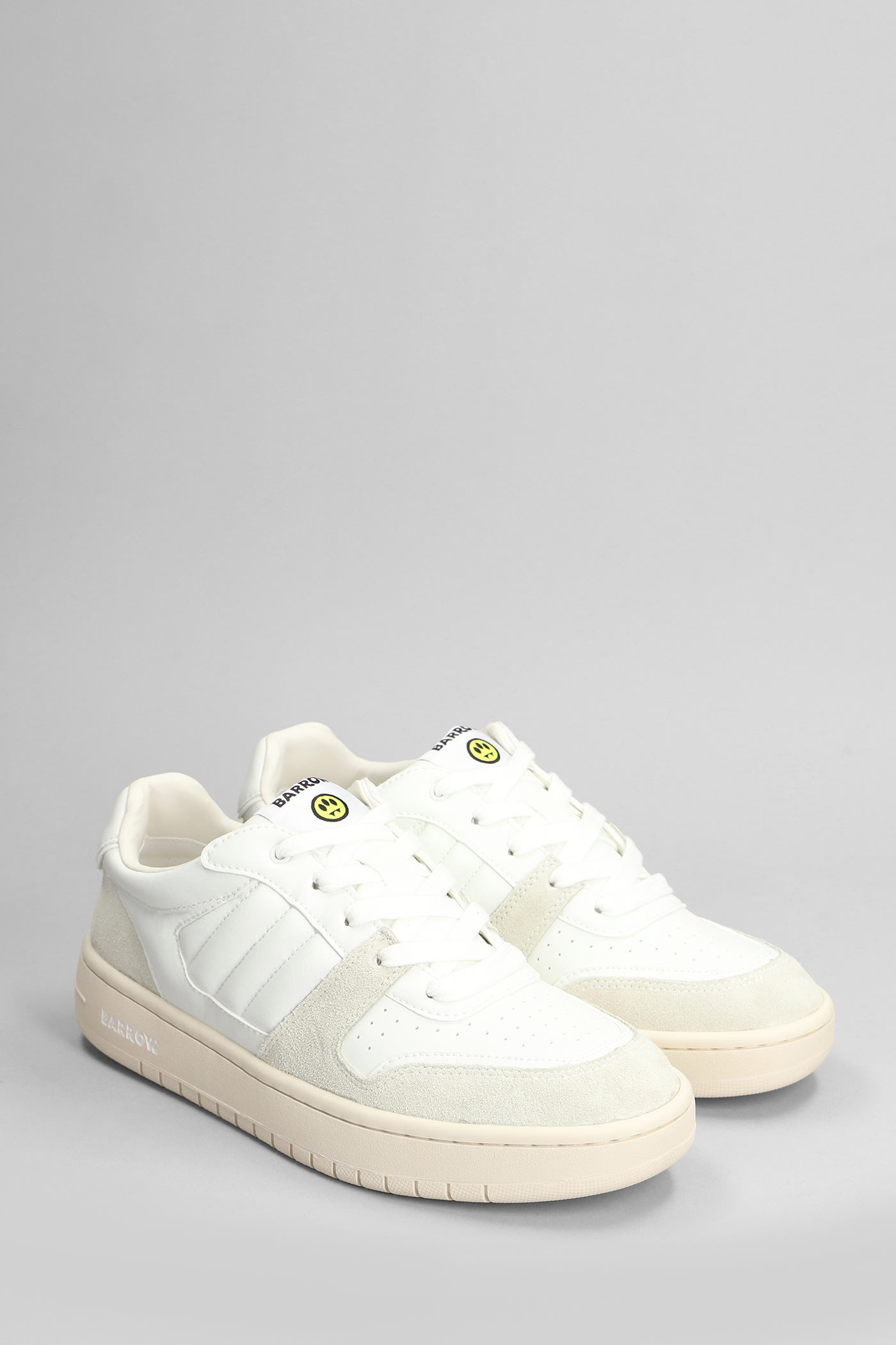 Shop Barrow Sneakers In White Suede And Leather