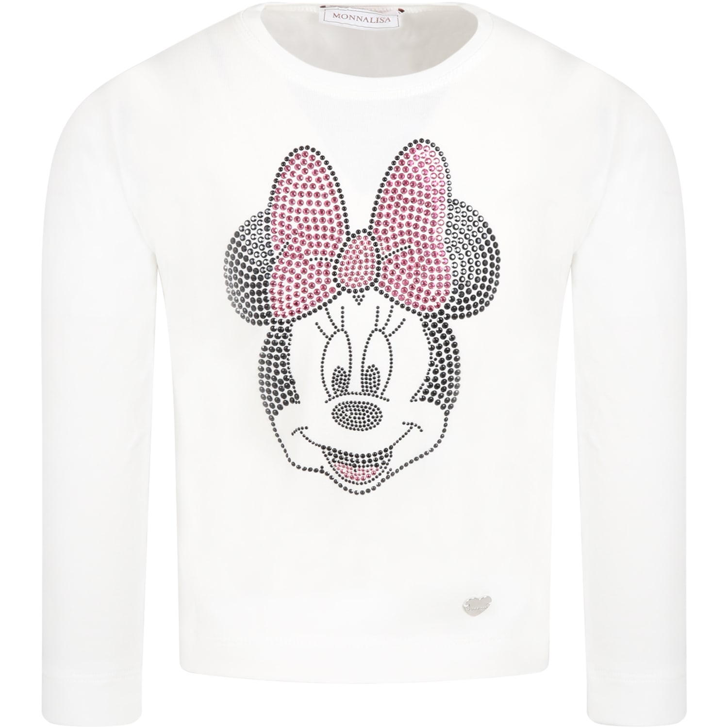 Monnalisa White T-shirt For Girl With Minnie Mouse