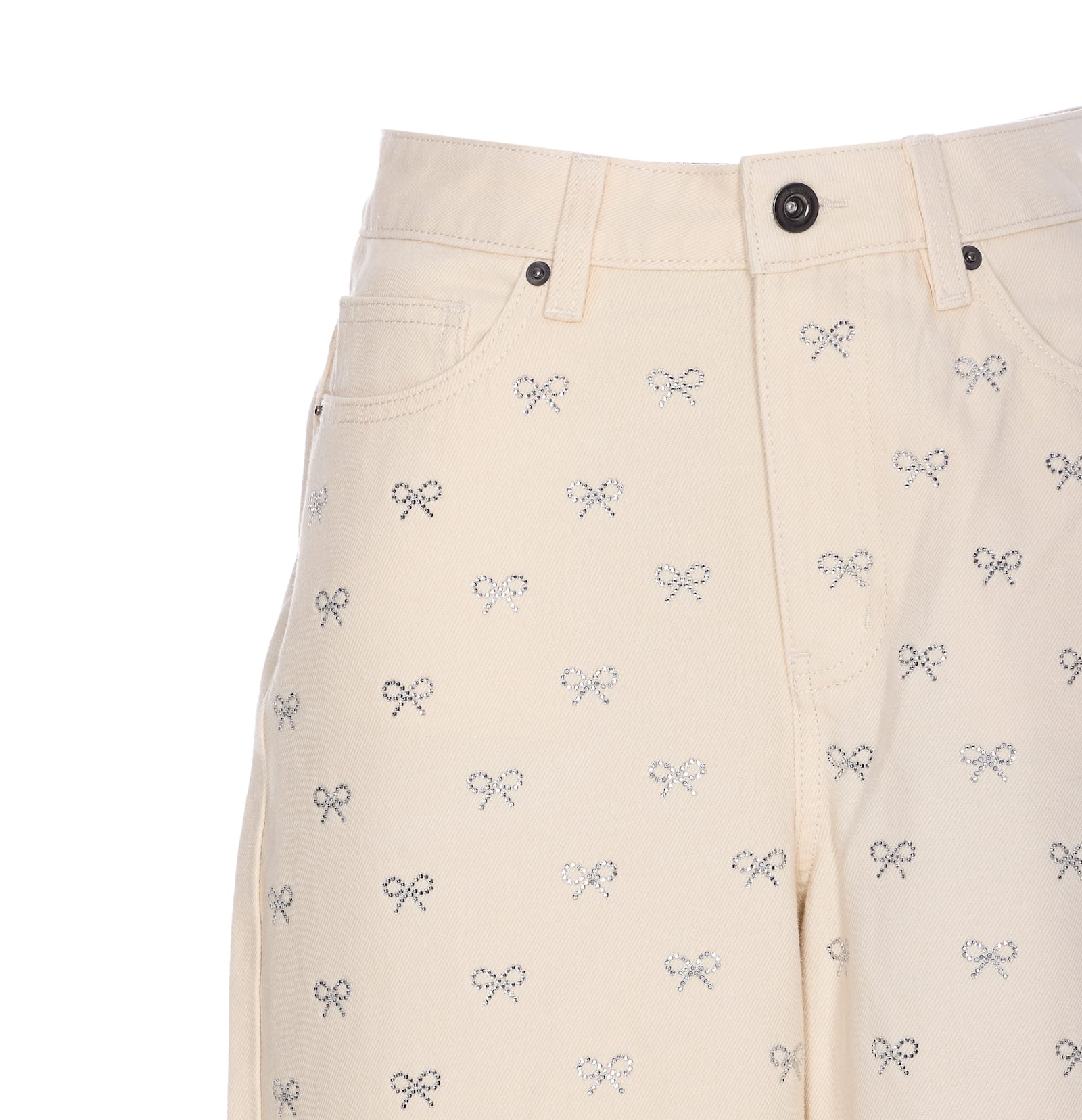Self-portrait Self Portrait Women Cream Denim Diamante Bow Jeans