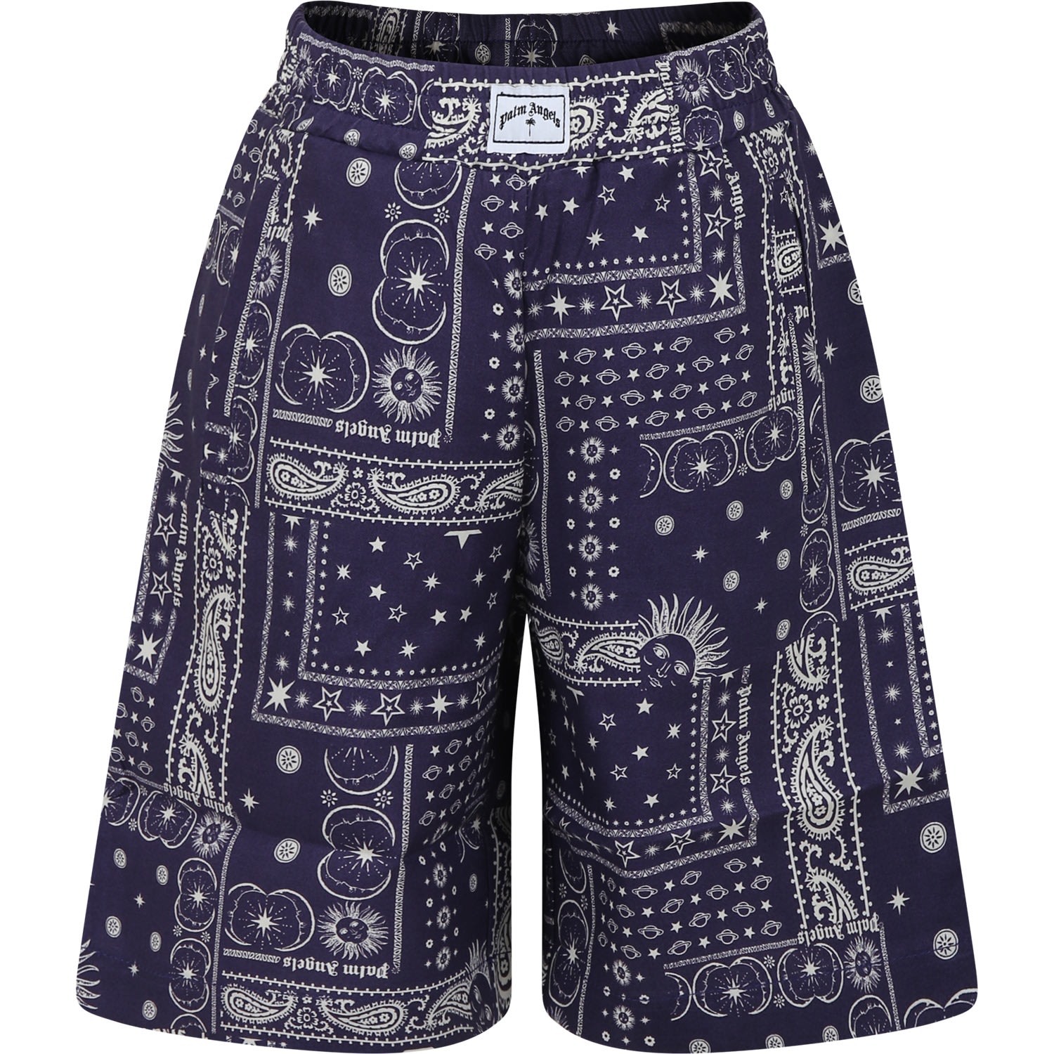 Palm Angels Blue Shorts For Boy With Print