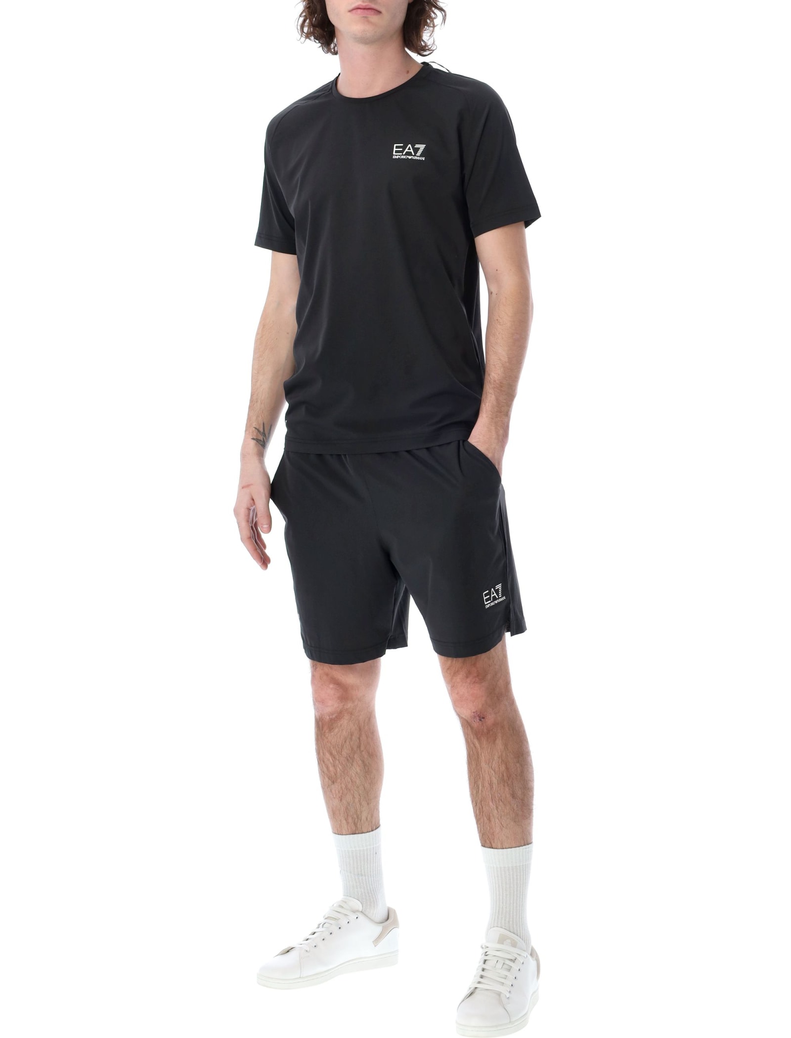 Shop Ea7 Dynamic Athlete T-shirt And Shorts Set In Black