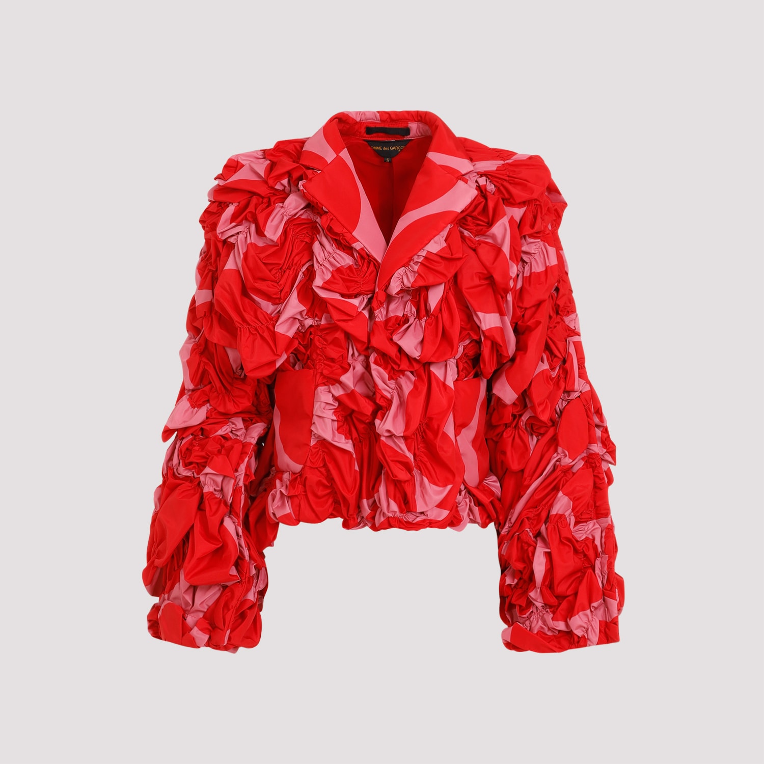 Shop Comme Des Garçons Floral-appliqué Jacket In Red