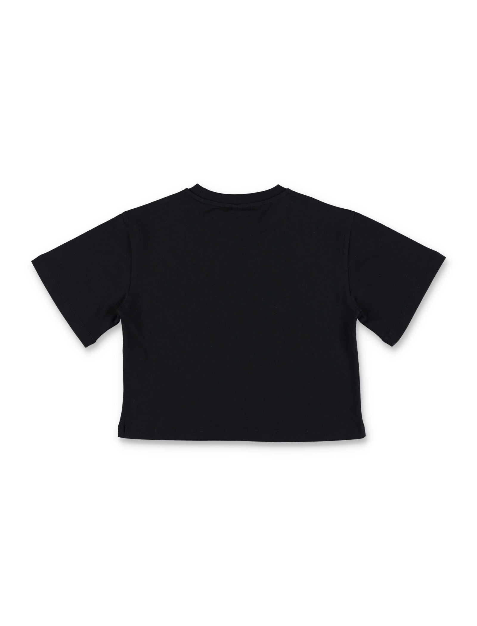Shop Stella Mccartney Cropped Logo Waves T-shirt In Black