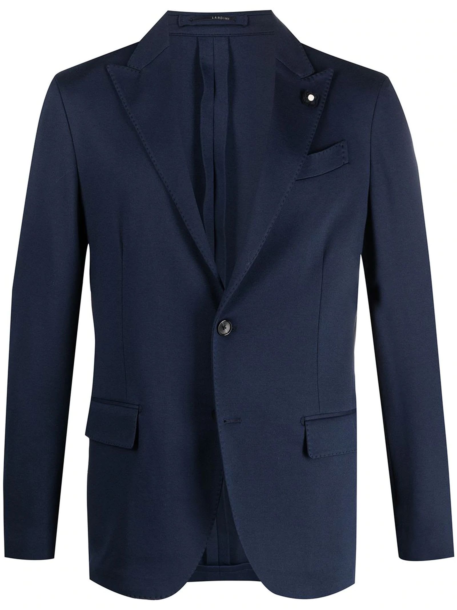 Lardini Blue Cotton Blend Tailored Blazer