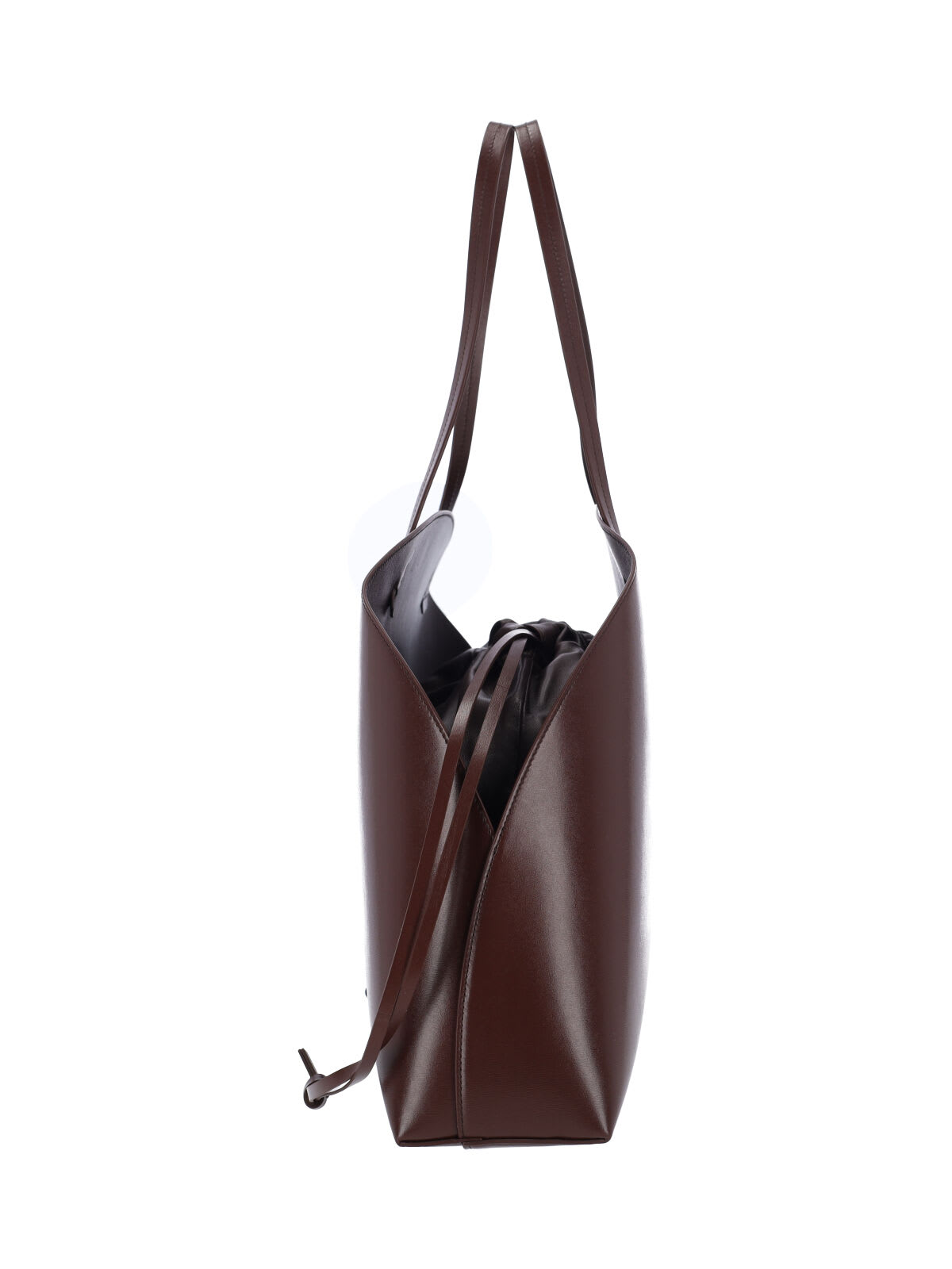 Jil Sander Logo Printed Drawstring Shoulder Bag In Brown