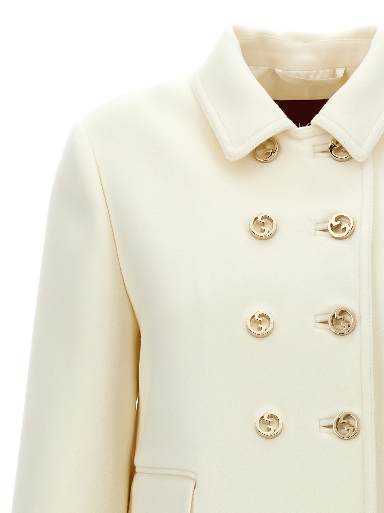 Shop Gucci Gg Double-breasted Coat In White