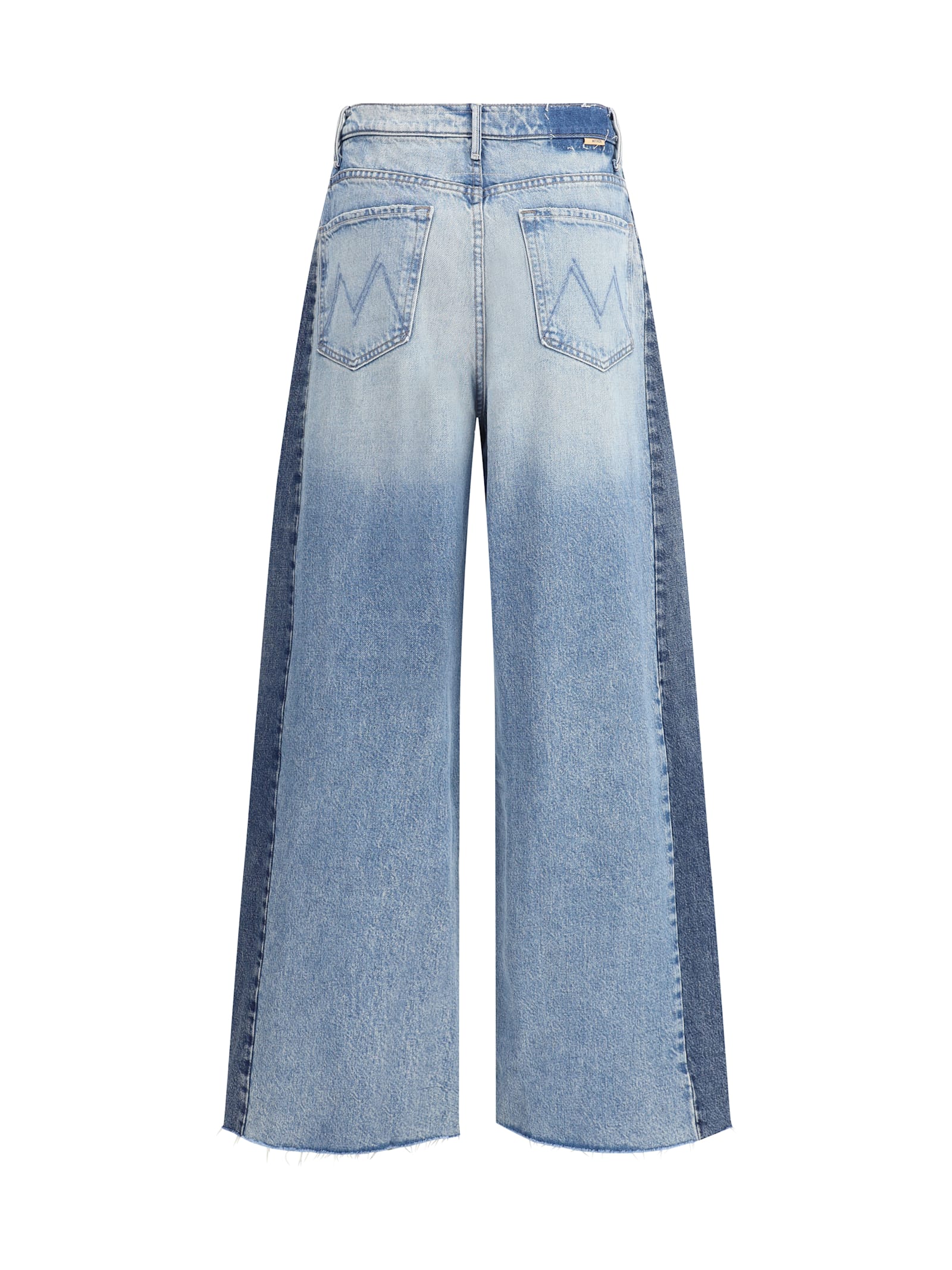 Mother Womens Blinded By The Dark Pipedream Sneak Fray Wide-leg Denim Jeans In Blue