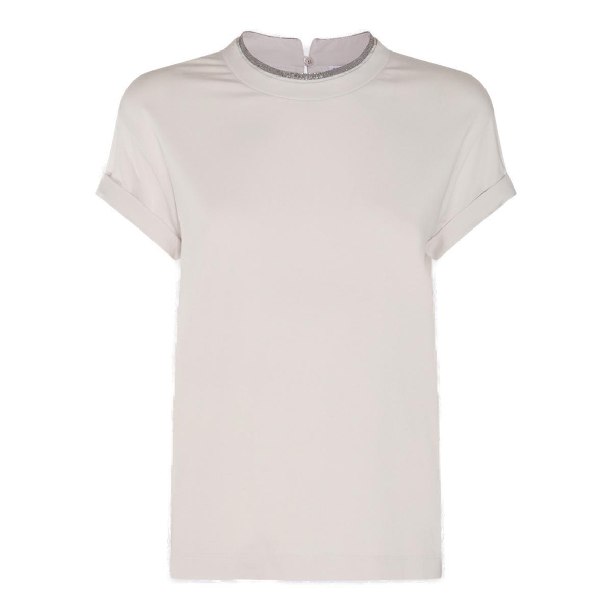Shop Brunello Cucinelli Embellished Crewneck T-shirt In White