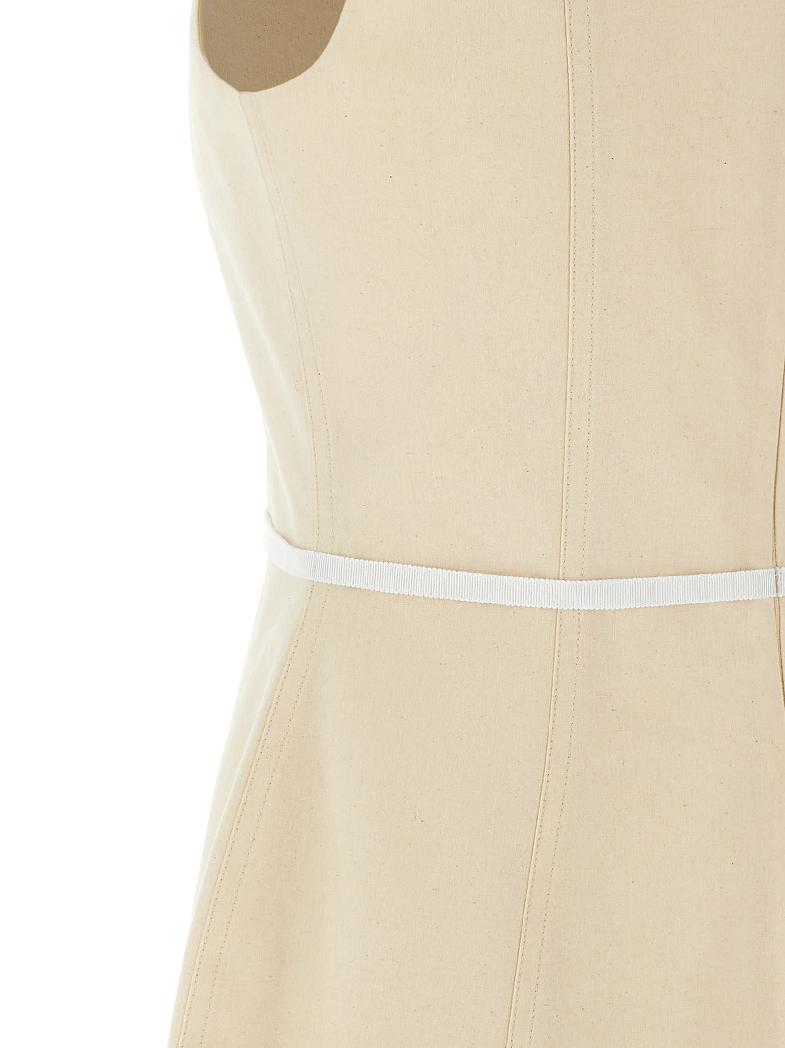 Moschino Structured Sleeveless Dress Belted At Waist In Neutral
