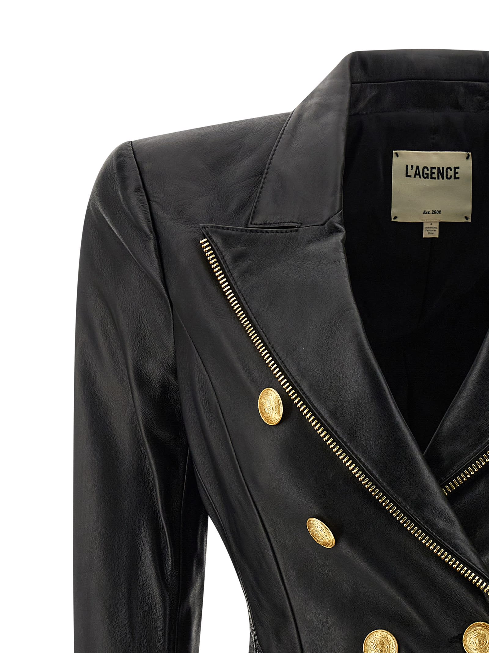 L'agence Ottilie Leather Blazer In Black