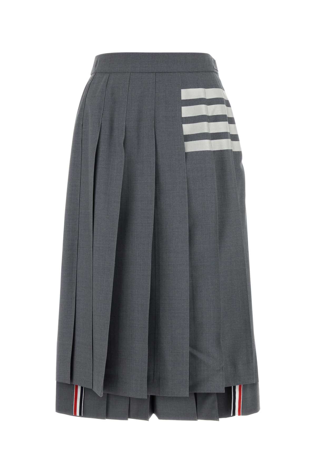 Thom Browne Grey Wool Skirt In 035