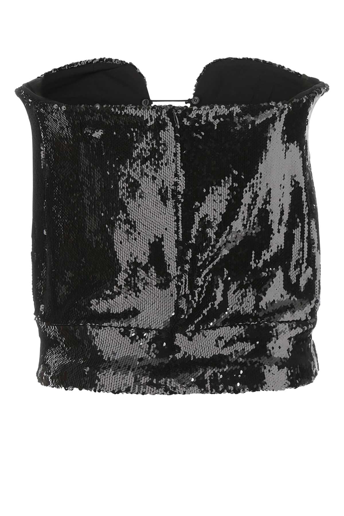 Shop Isabel Marant Black Sequins Mandy Top In 01bk