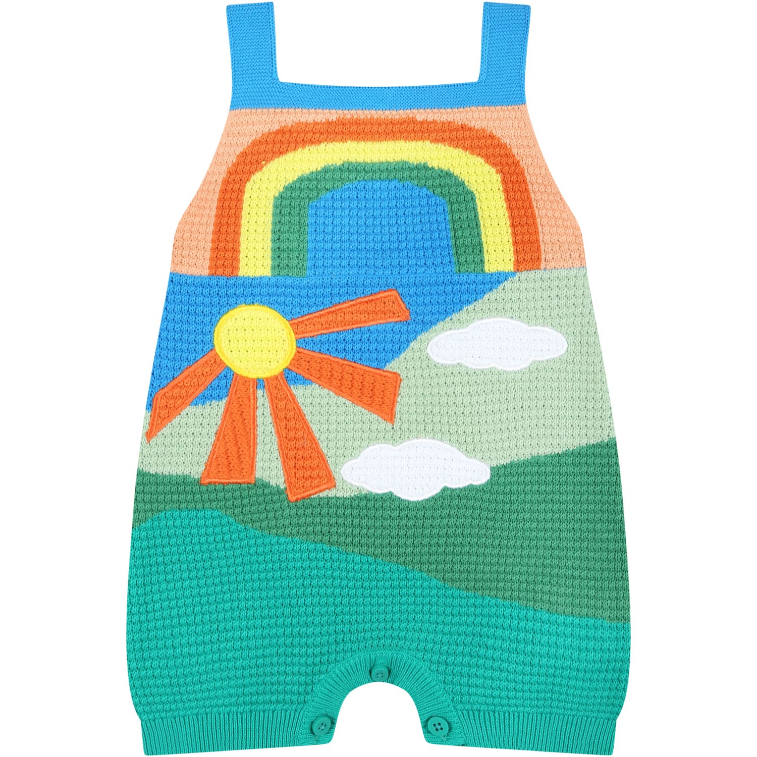 Stella Mccartney Multicolor Dungarees For Baby Girl With Sun And Clouds